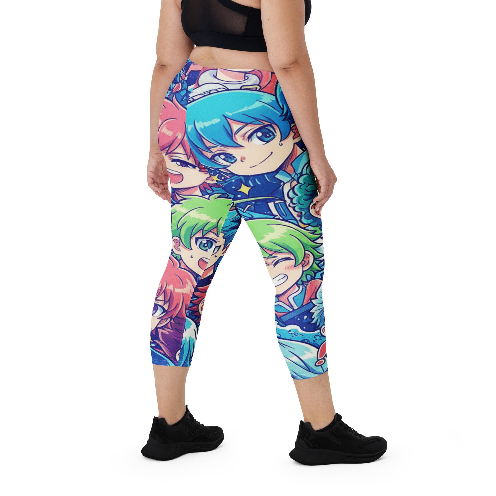 Anime Ocean Wave Capri Leggings | GearBunch