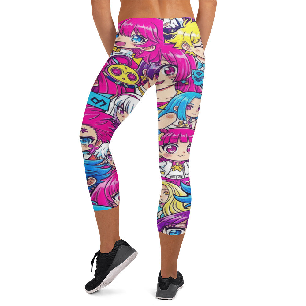 Anime Collage Pop Idol Capri Leggings | GearBunch