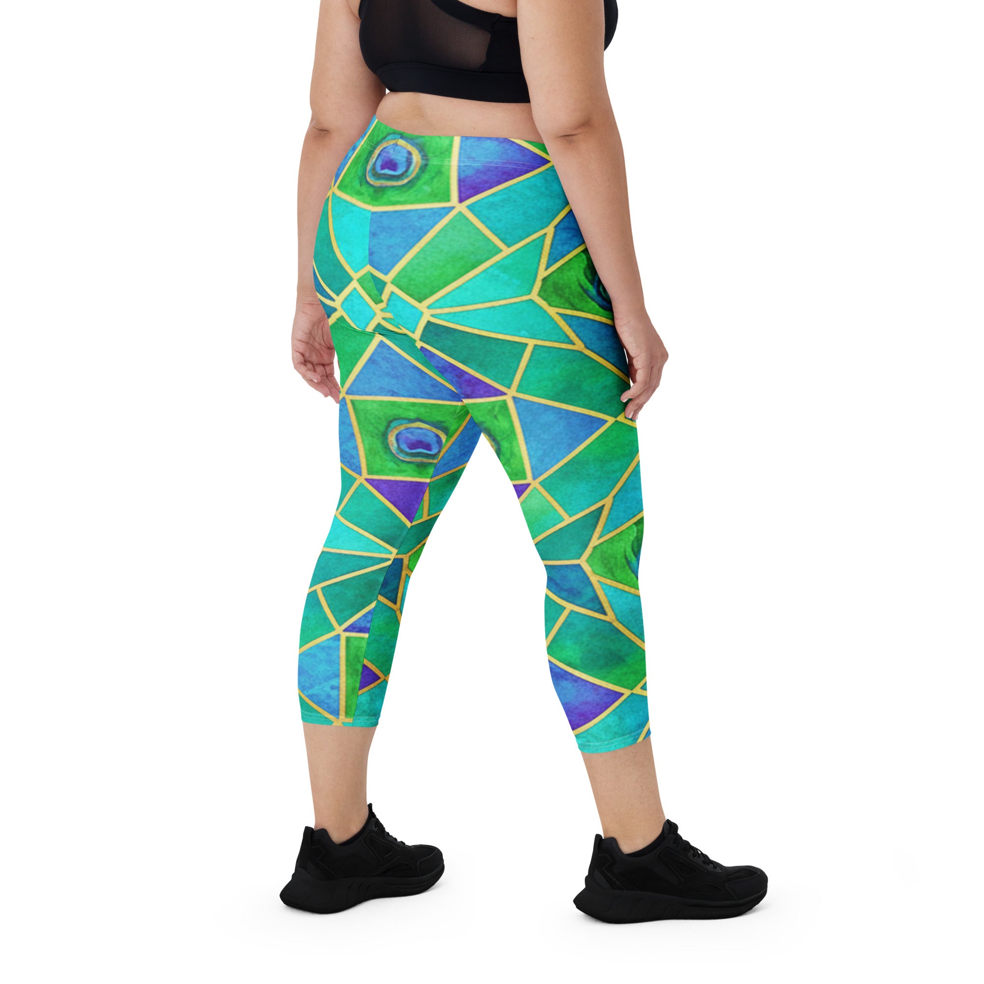 Peacock Plume Capri Leggings | GearBunch