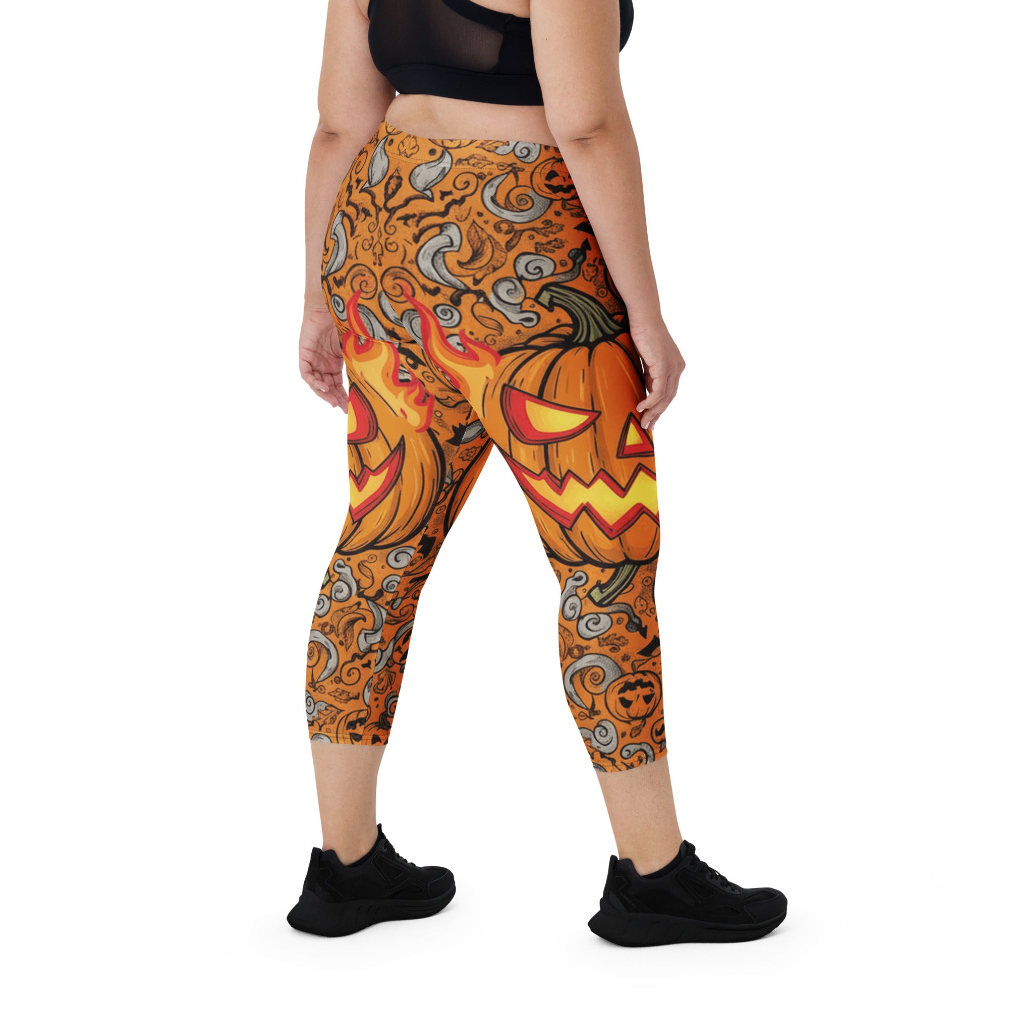 Jack-o-Lantern Glow Capri Leggings | GearBunch