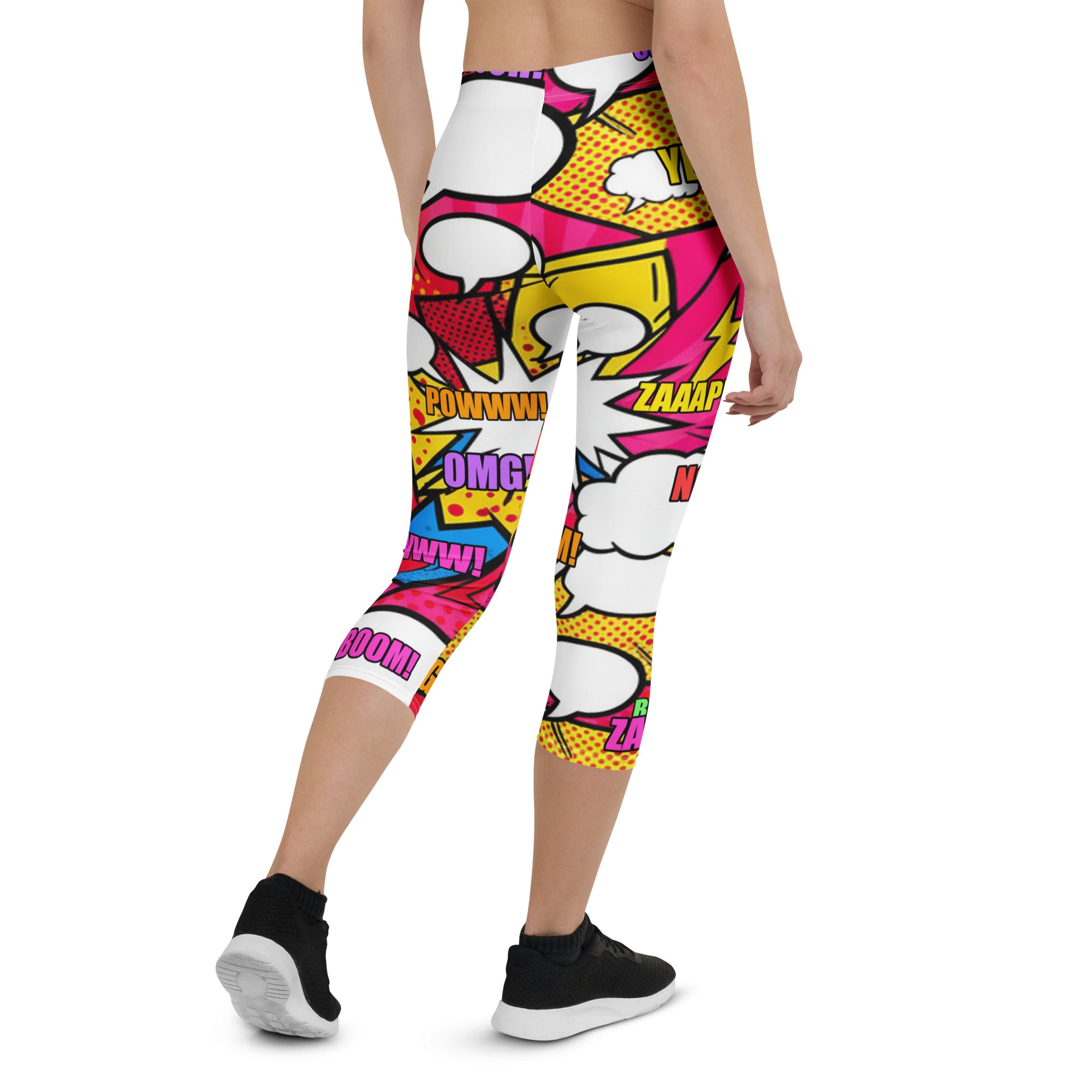 Comic Pop Retro Red Capri Leggings | GearBunch
