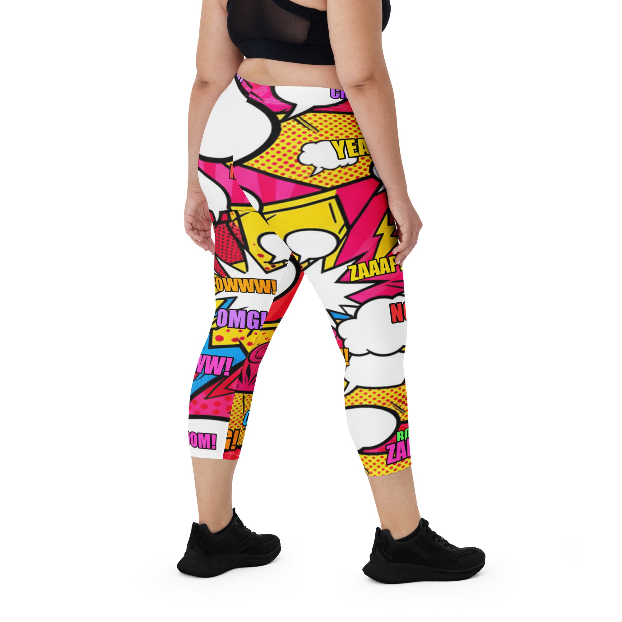Comic Pop Retro Red Capri Leggings | GearBunch