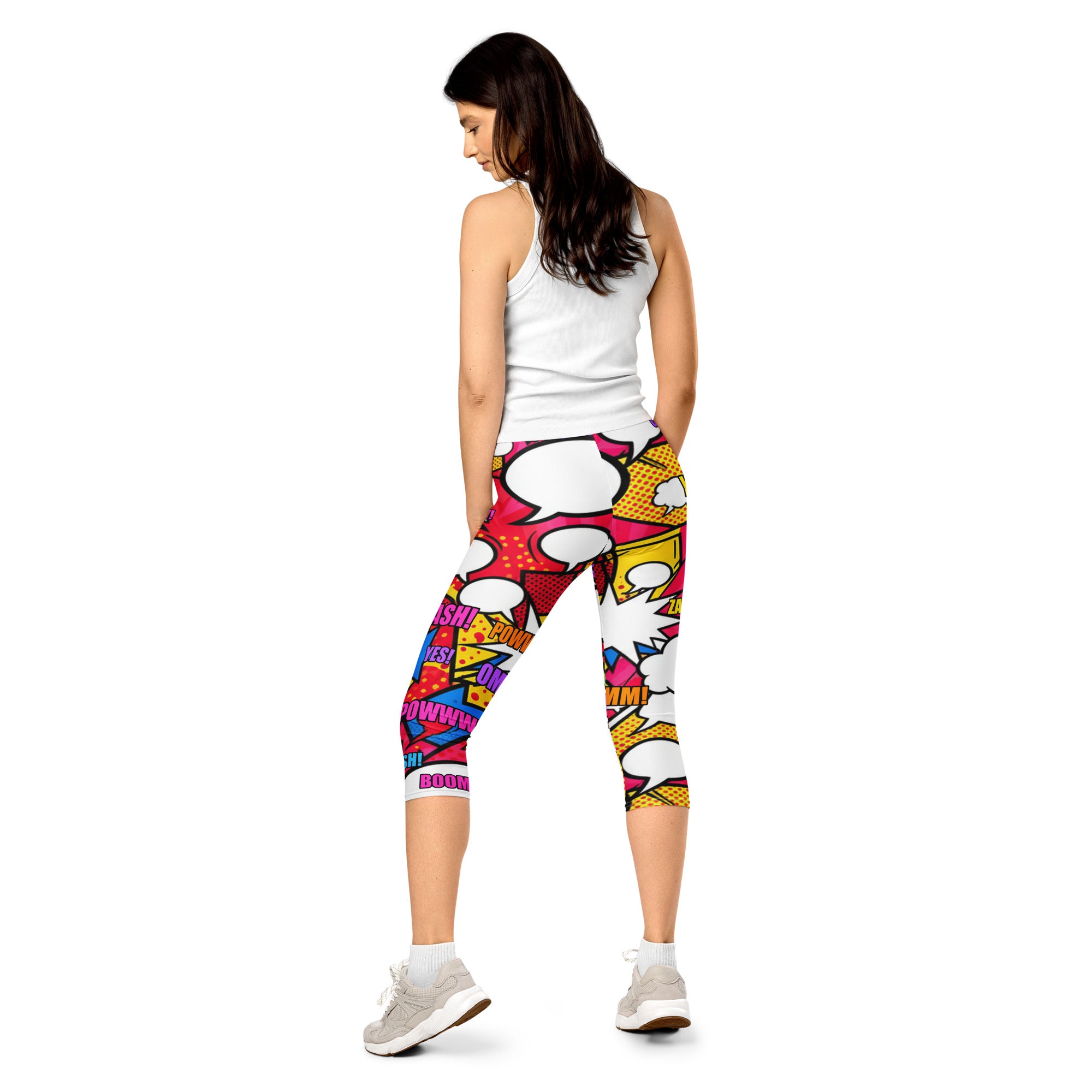 Comic Pop Retro Red Capri Leggings | GearBunch