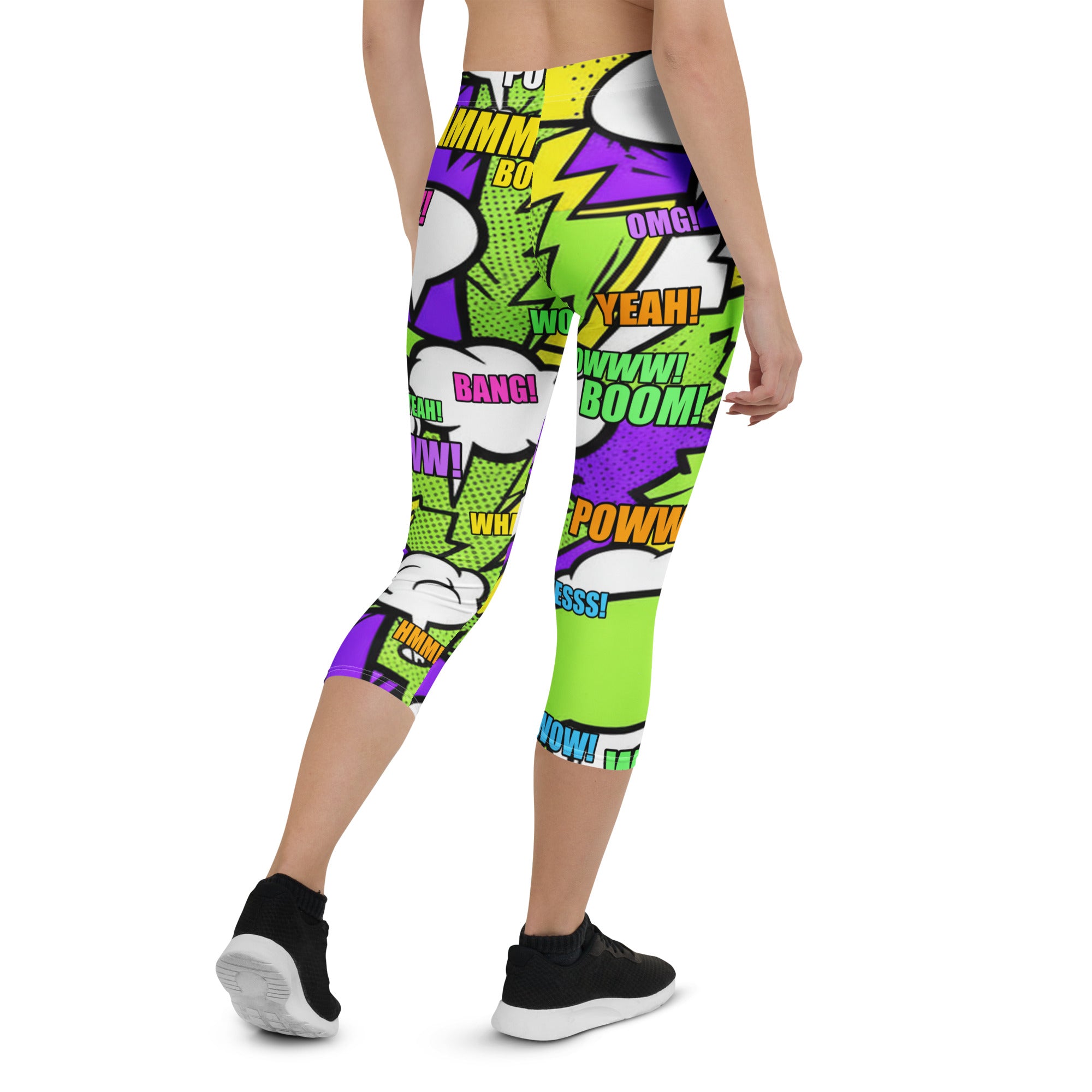 Comic Pop Toxic Green Capri Leggings | GearBunch