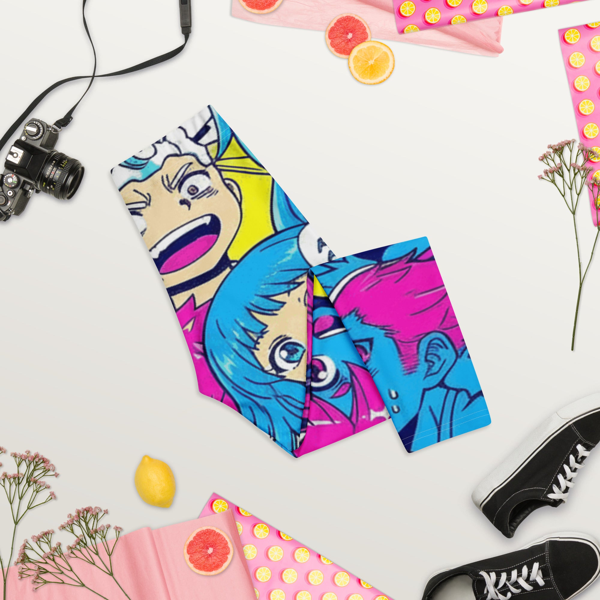 Anime Collage Neon Tokyo Capri Leggings | GearBunch