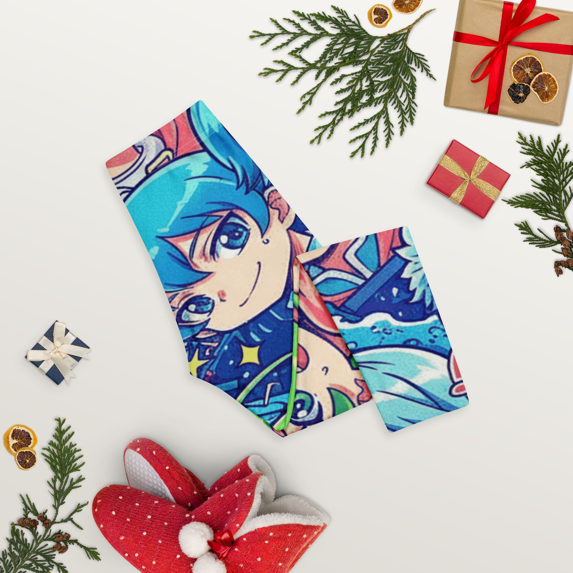 Anime Ocean Wave Capri Leggings | GearBunch