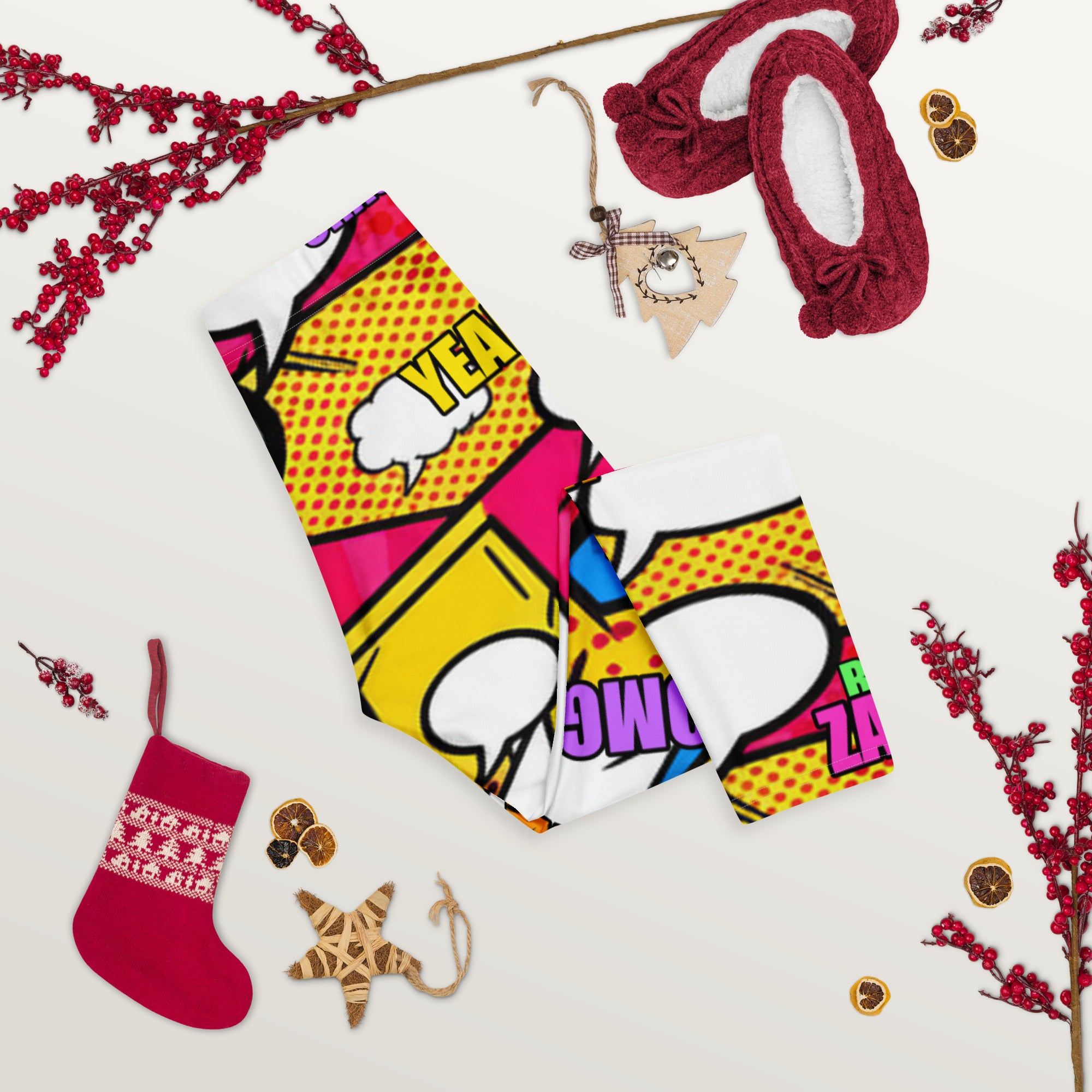 Comic Pop Retro Red Capri Leggings | GearBunch