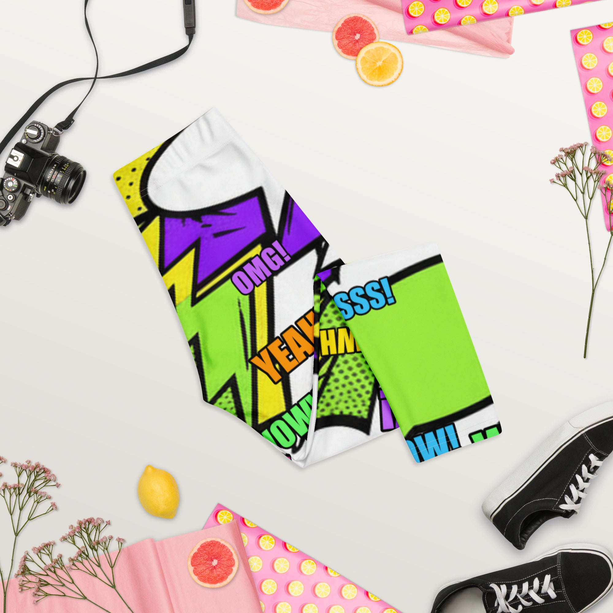 Comic Pop Toxic Green Capri Leggings | GearBunch