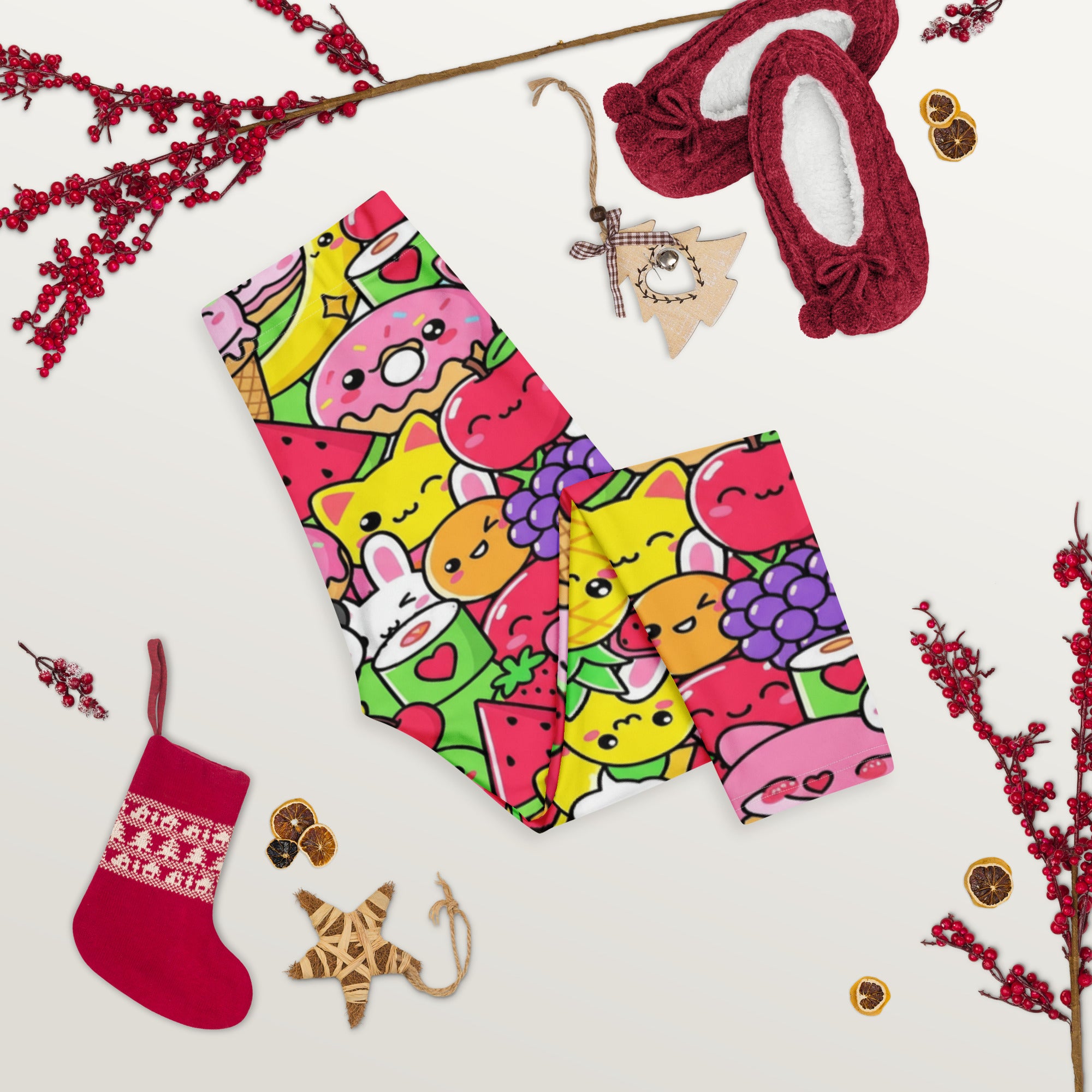 Kawaii Fruit Salad Capri Leggings | GearBunch