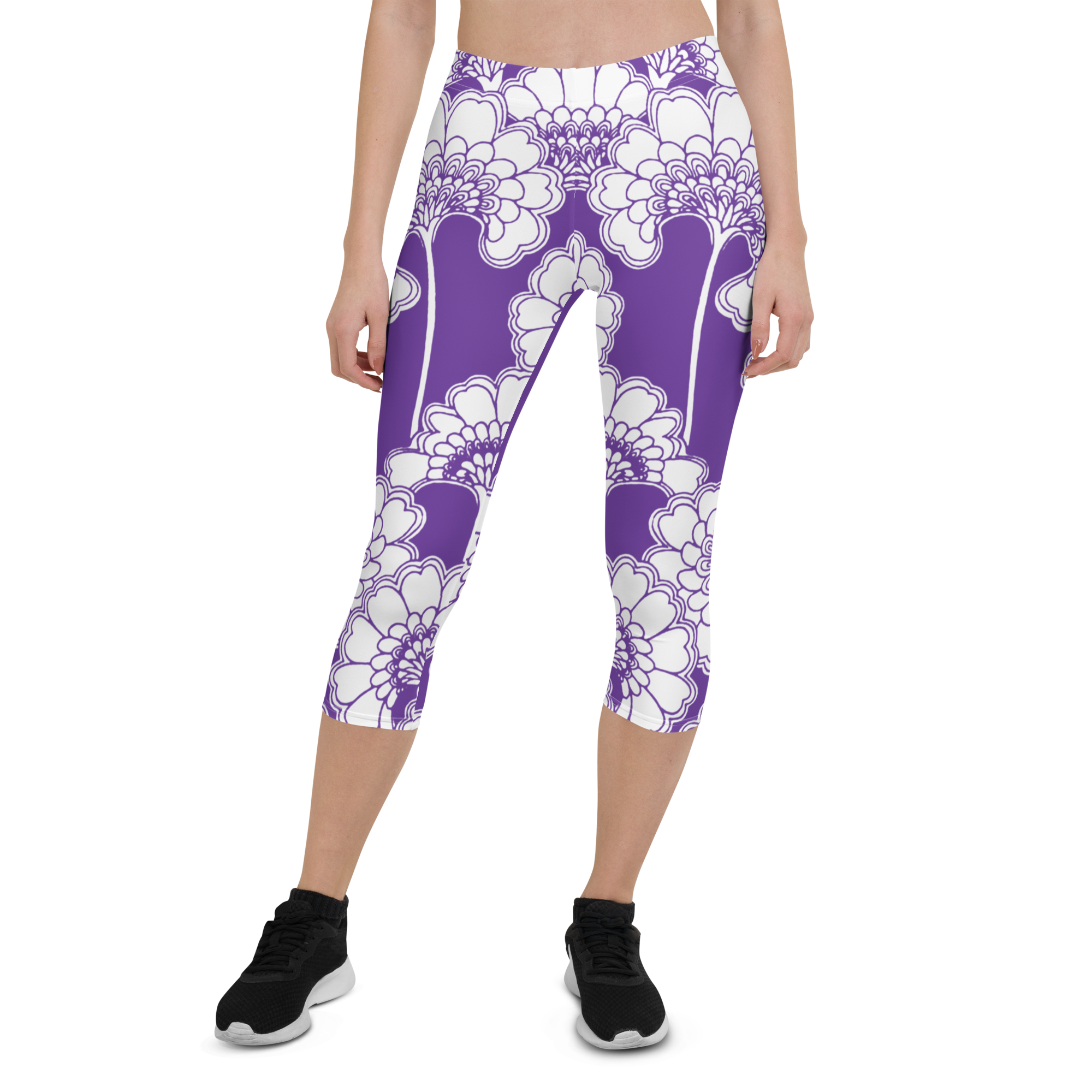 Purple Japanese Floral Capris | GearBunch