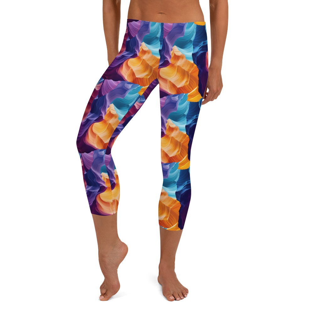 Women's canyon sunset printed capris front view