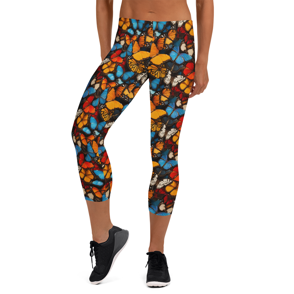 Women's butterfly pattern capris front view