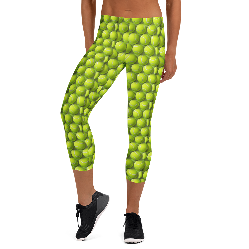 Women's tennis ball printed capris front view