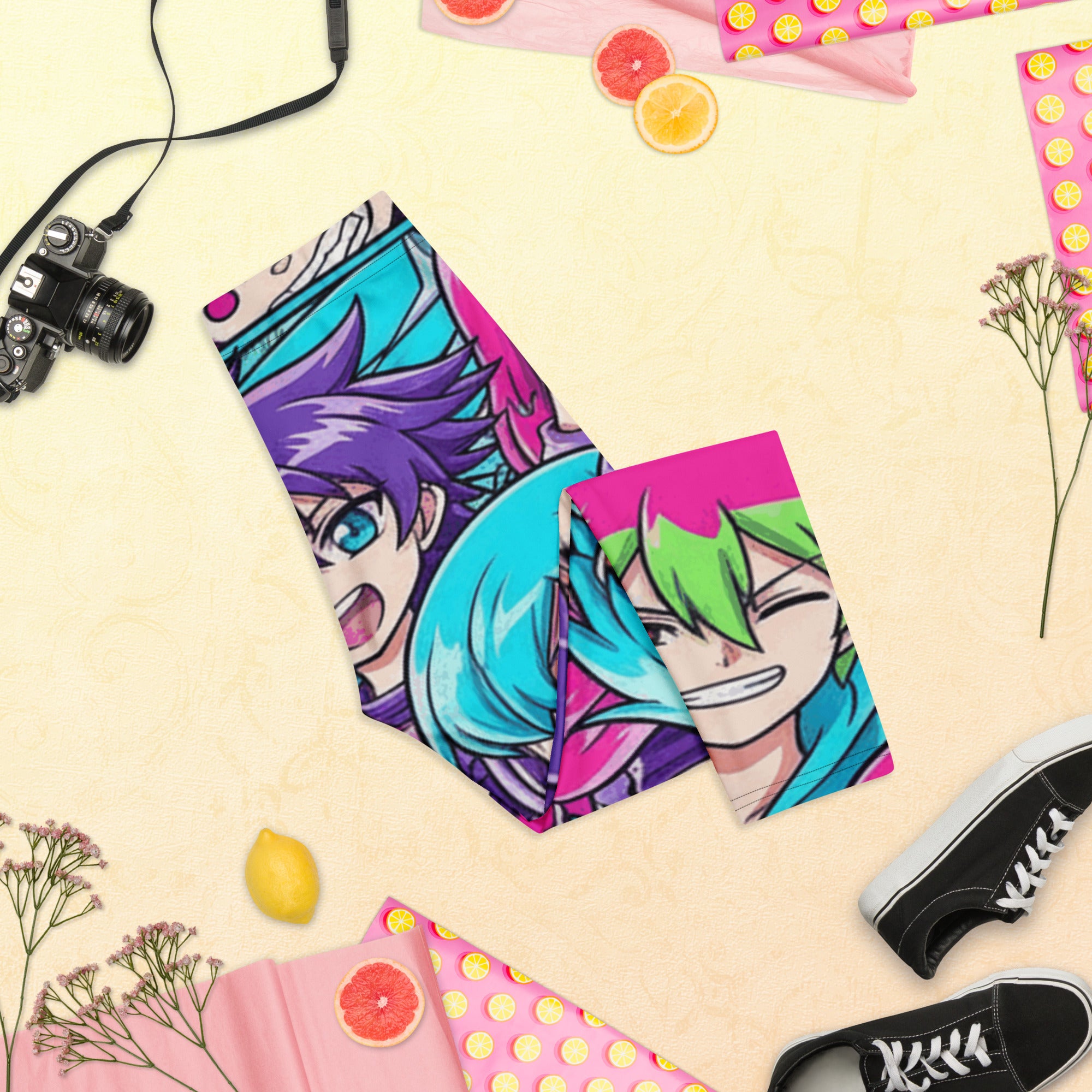 Anime Collage Cyberpunk Capri Leggings | GearBunch