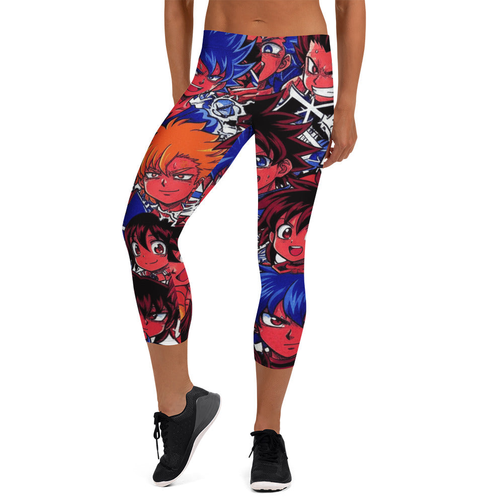 Anime Collage Dark Shonen Capri Leggings | GearBunch