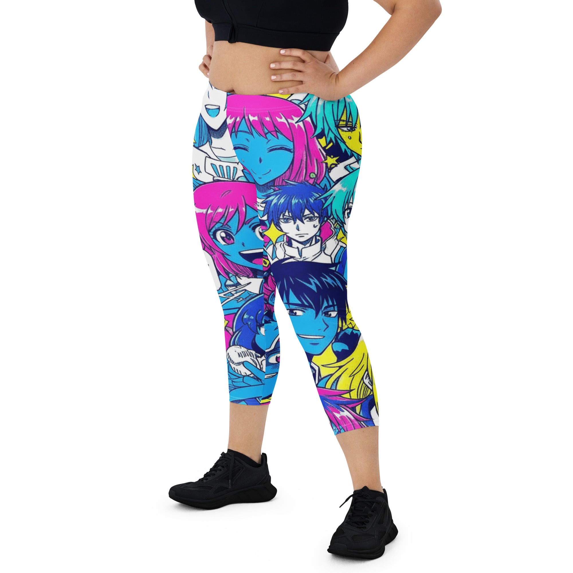 Anime Collage Neon Tokyo Capri Leggings | GearBunch