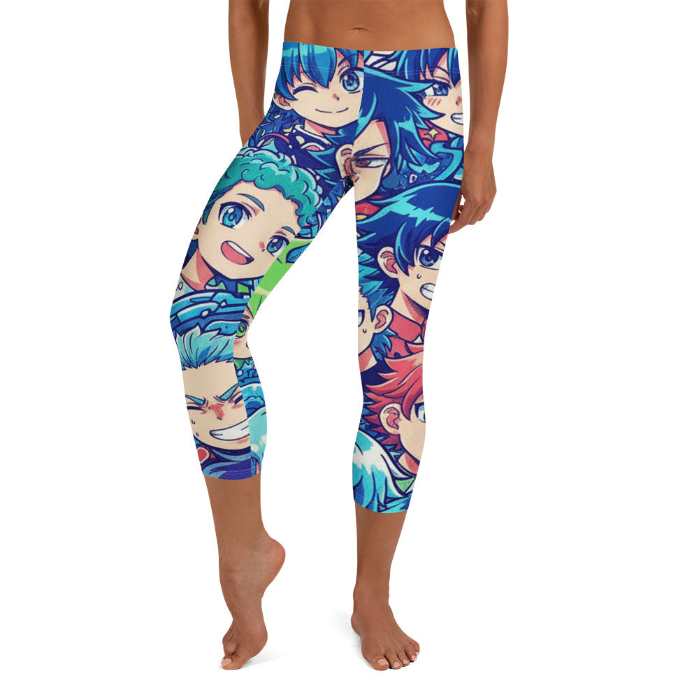 Anime Ocean Wave Capri Leggings | GearBunch