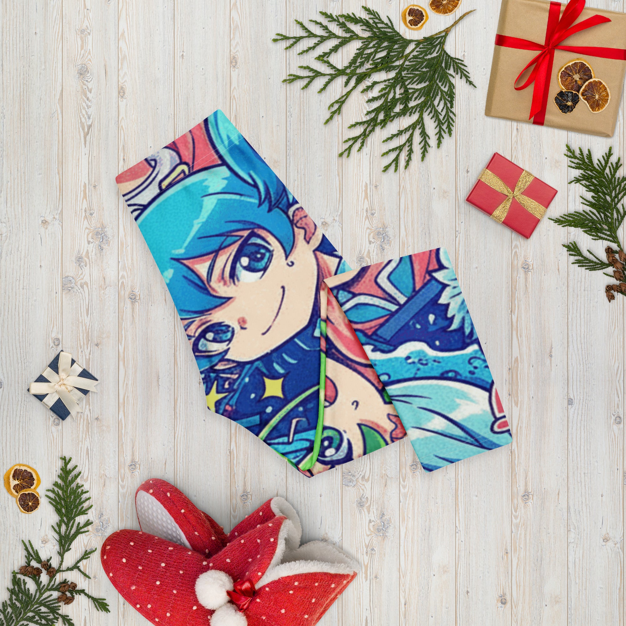 Anime Ocean Wave Capri Leggings | GearBunch