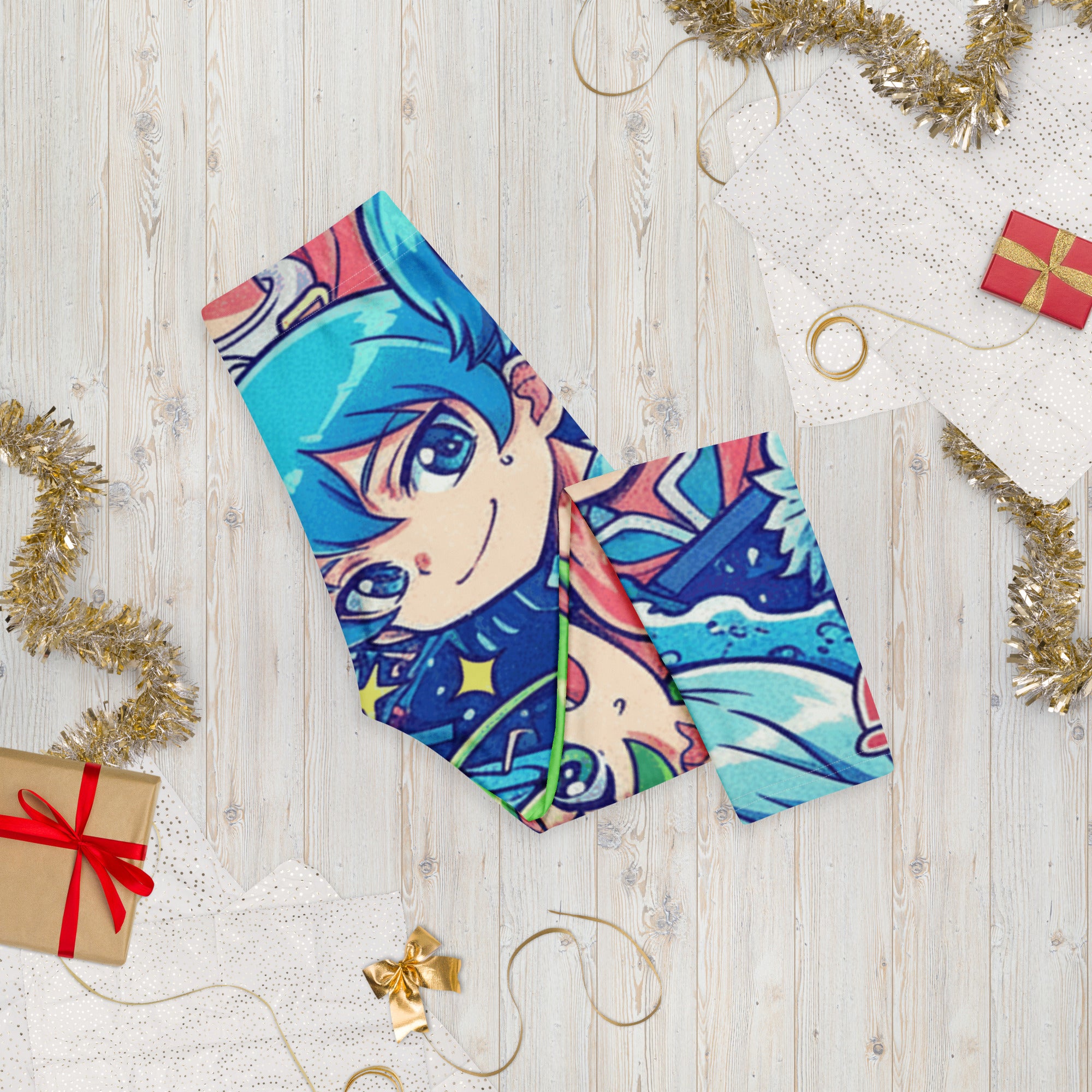 Anime Ocean Wave Capri Leggings | GearBunch