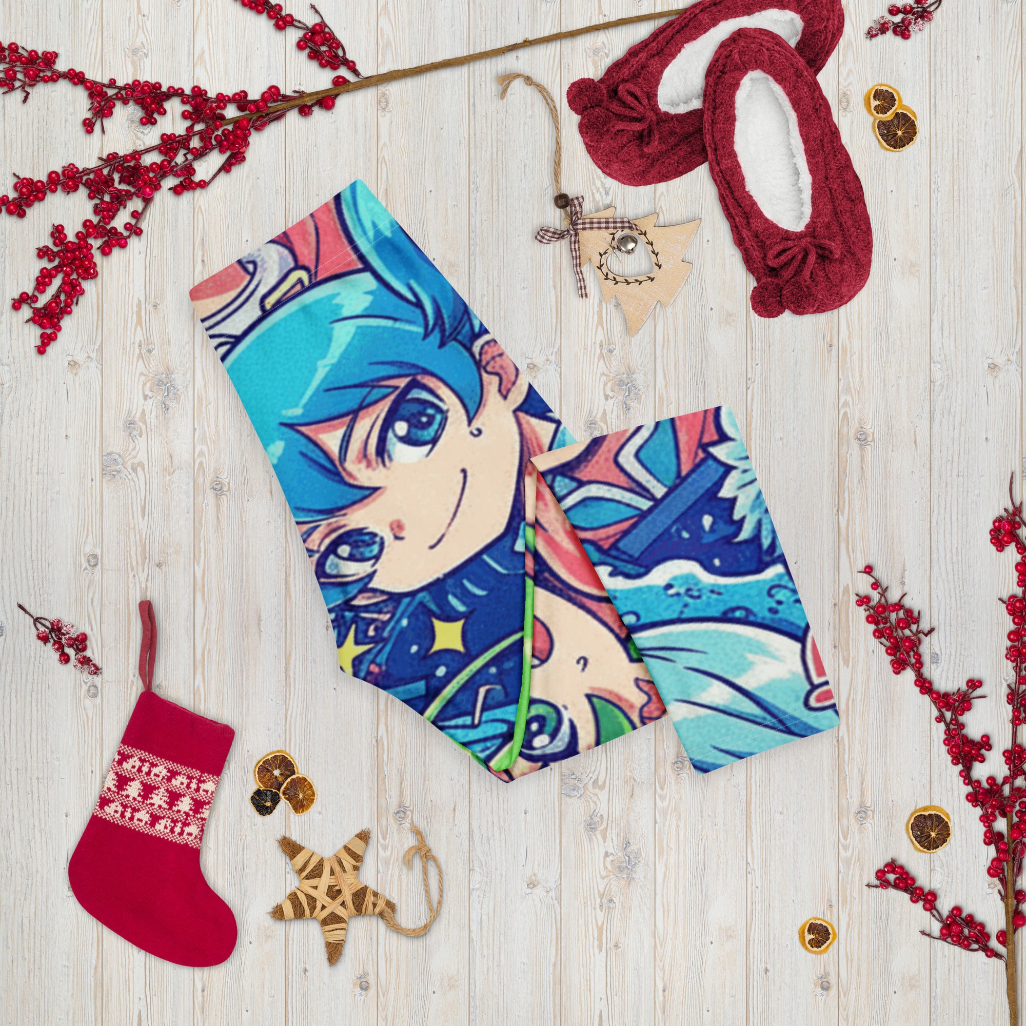 Anime Ocean Wave Capri Leggings | GearBunch
