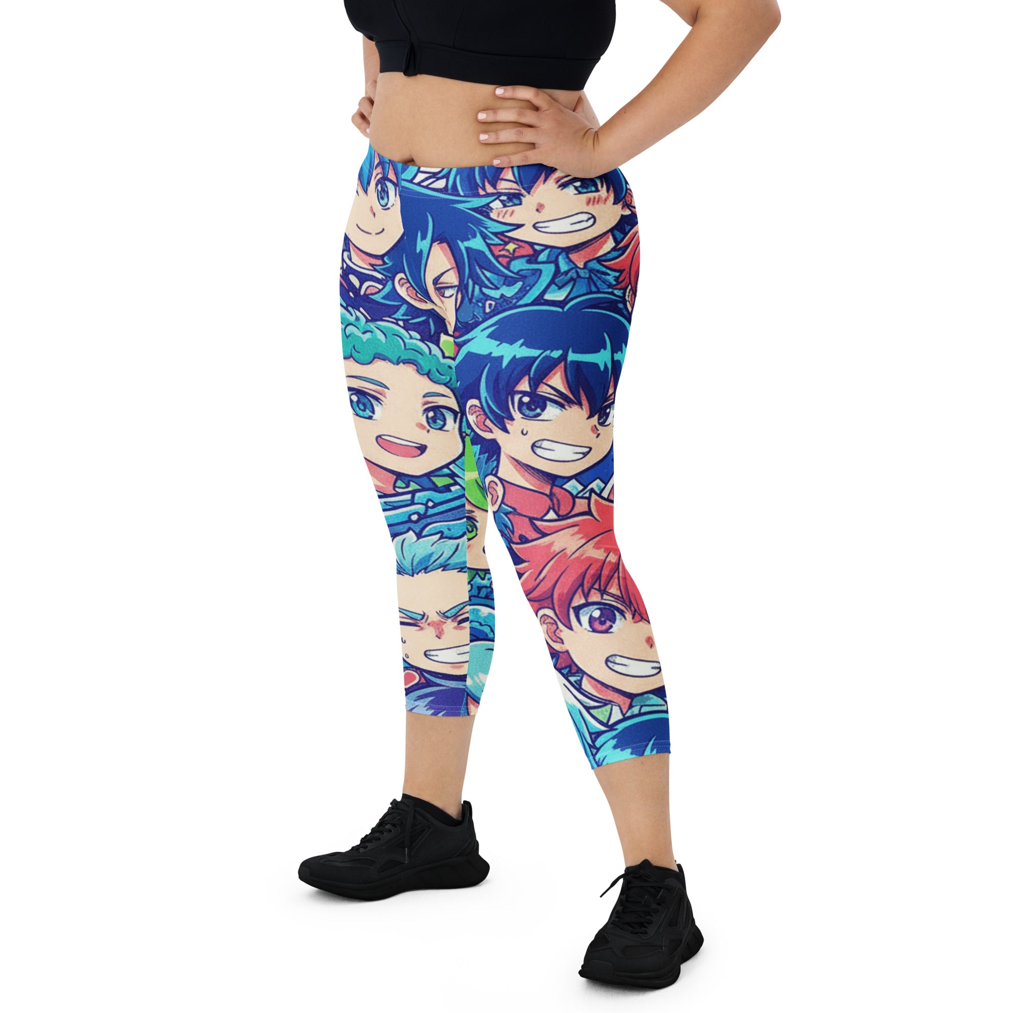 Anime Ocean Wave Capri Leggings | GearBunch