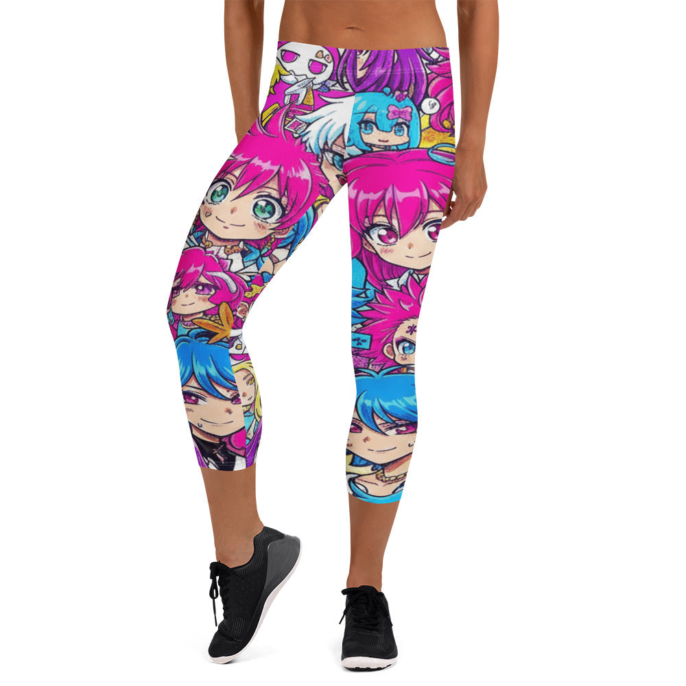 Anime Collage Pop Idol Capri Leggings | GearBunch
