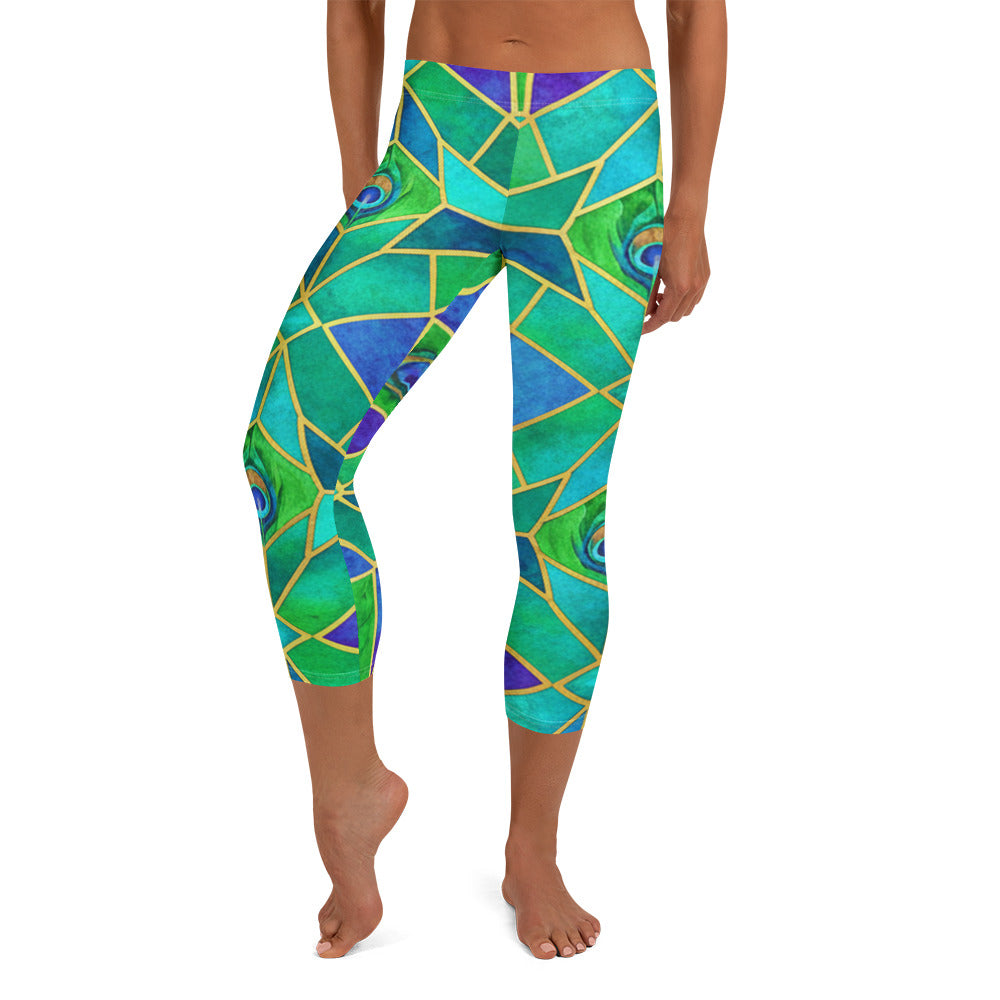 Peacock Plume Capri Leggings | GearBunch