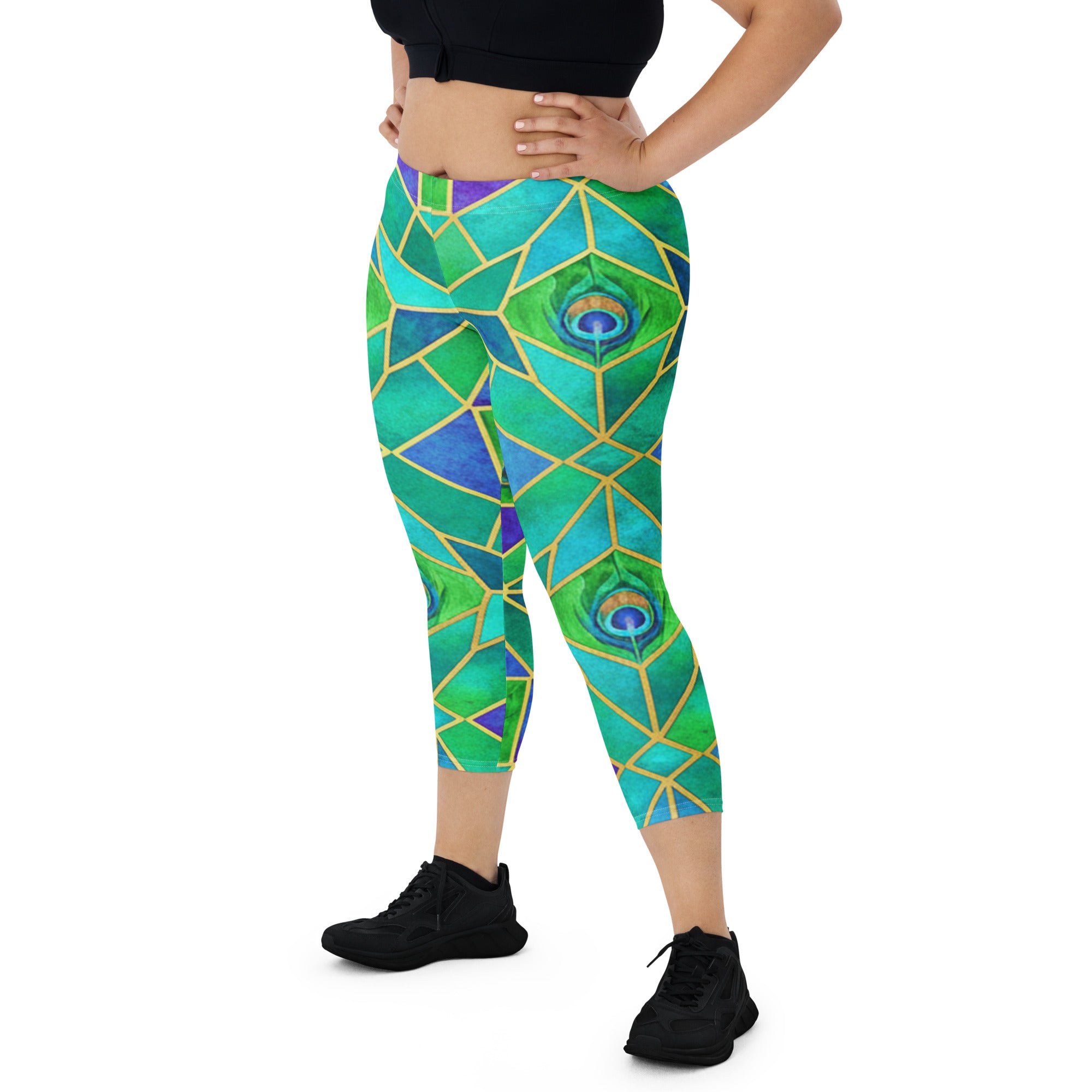 Peacock Plume Capri Leggings | GearBunch