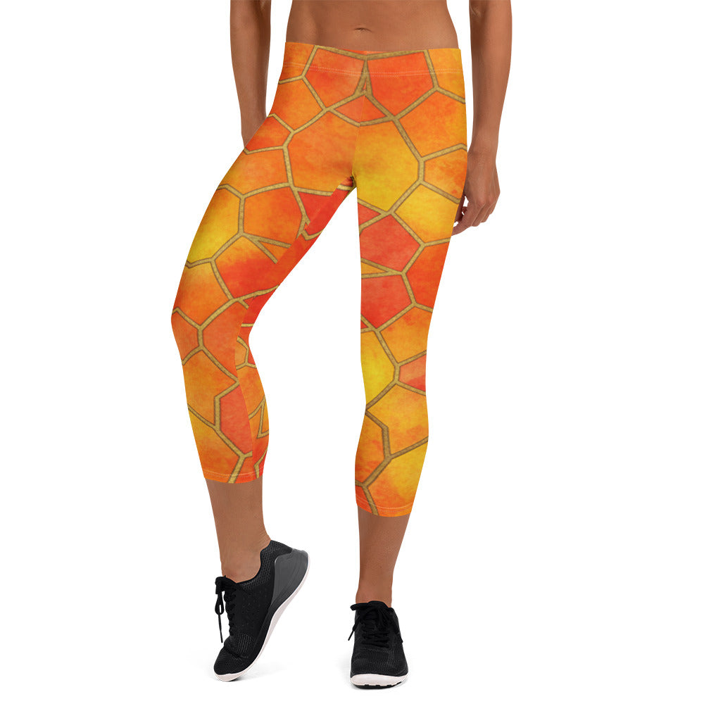 Sunset Blaze Capri Leggings | GearBunch