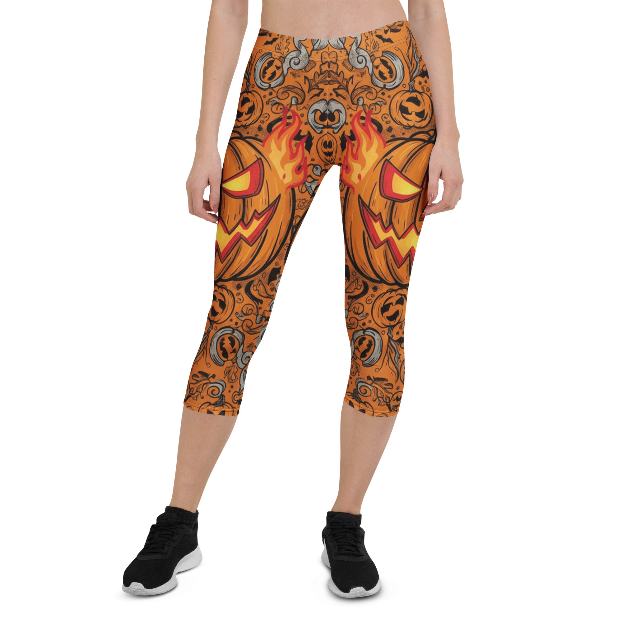 Jack-o-Lantern Glow Capri Leggings | GearBunch