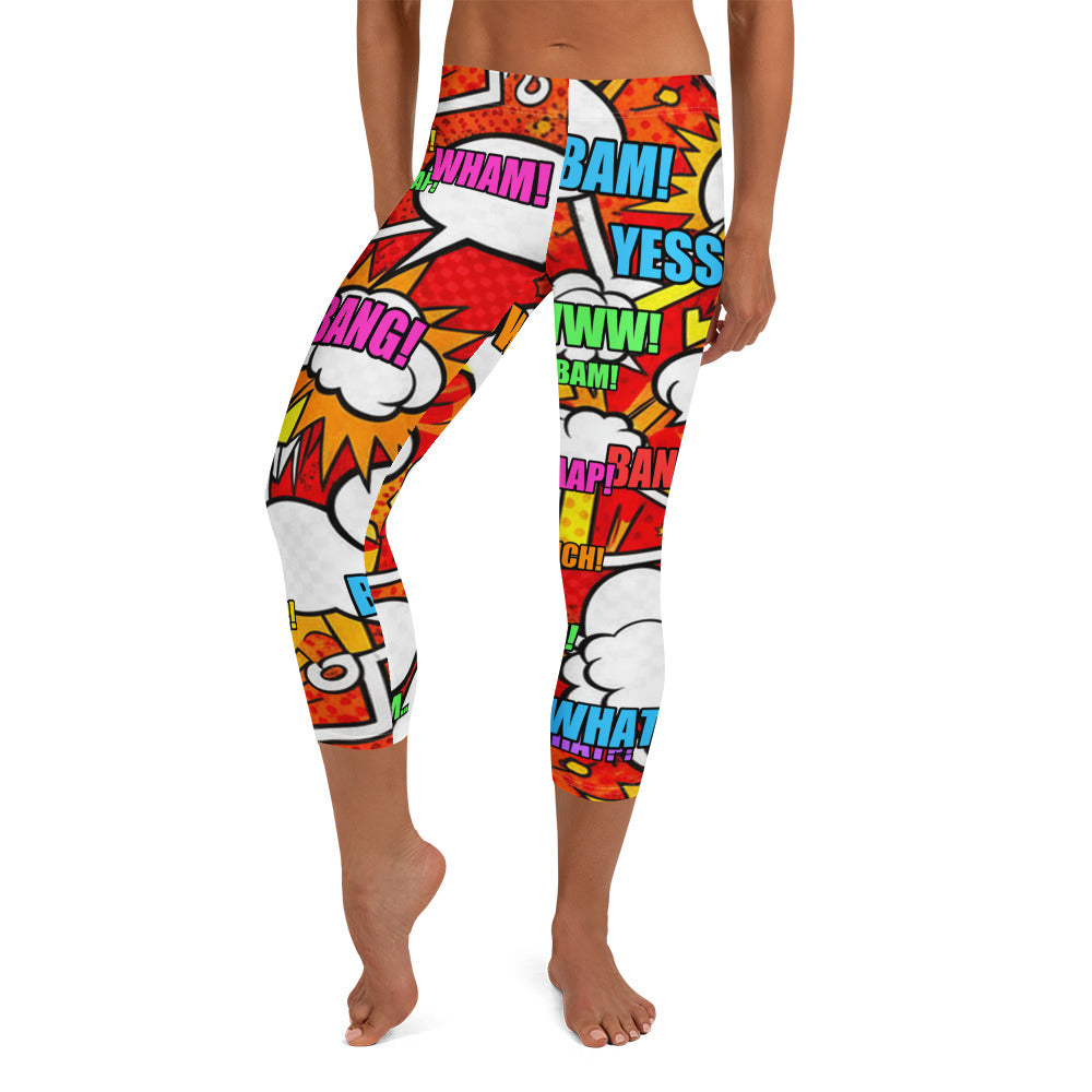 Comic Pop Fire Engine Capri Leggings | GearBunch