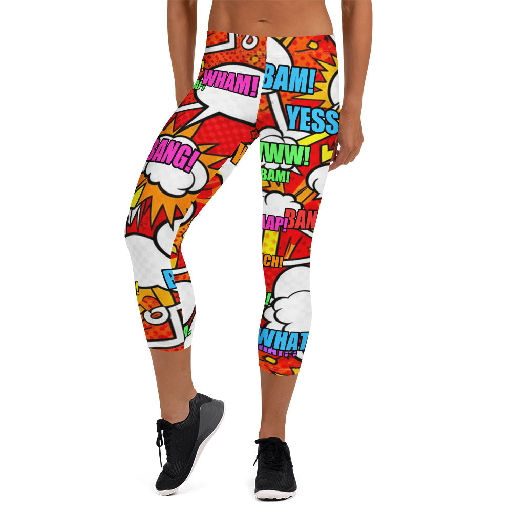 Comic Pop Fire Engine Capri Leggings | GearBunch