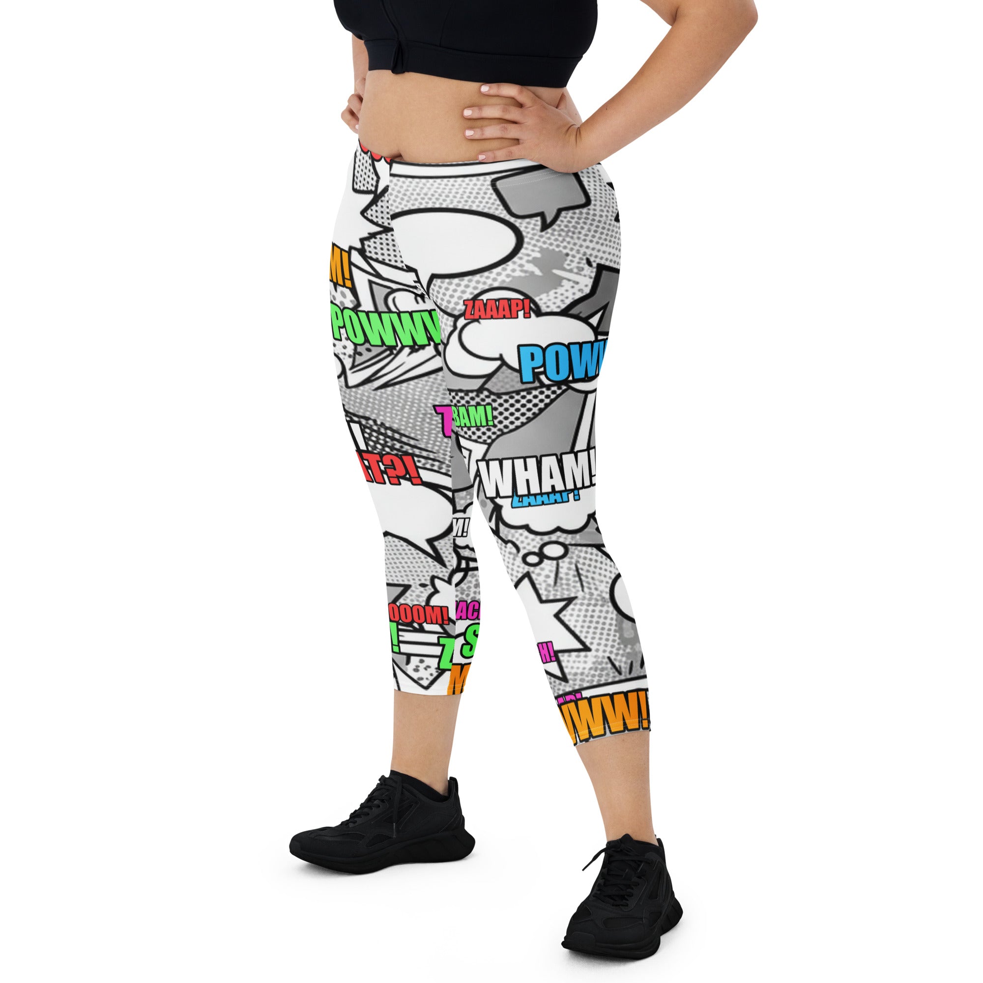 Comic Pop Monochrome Capri Leggings | GearBunch