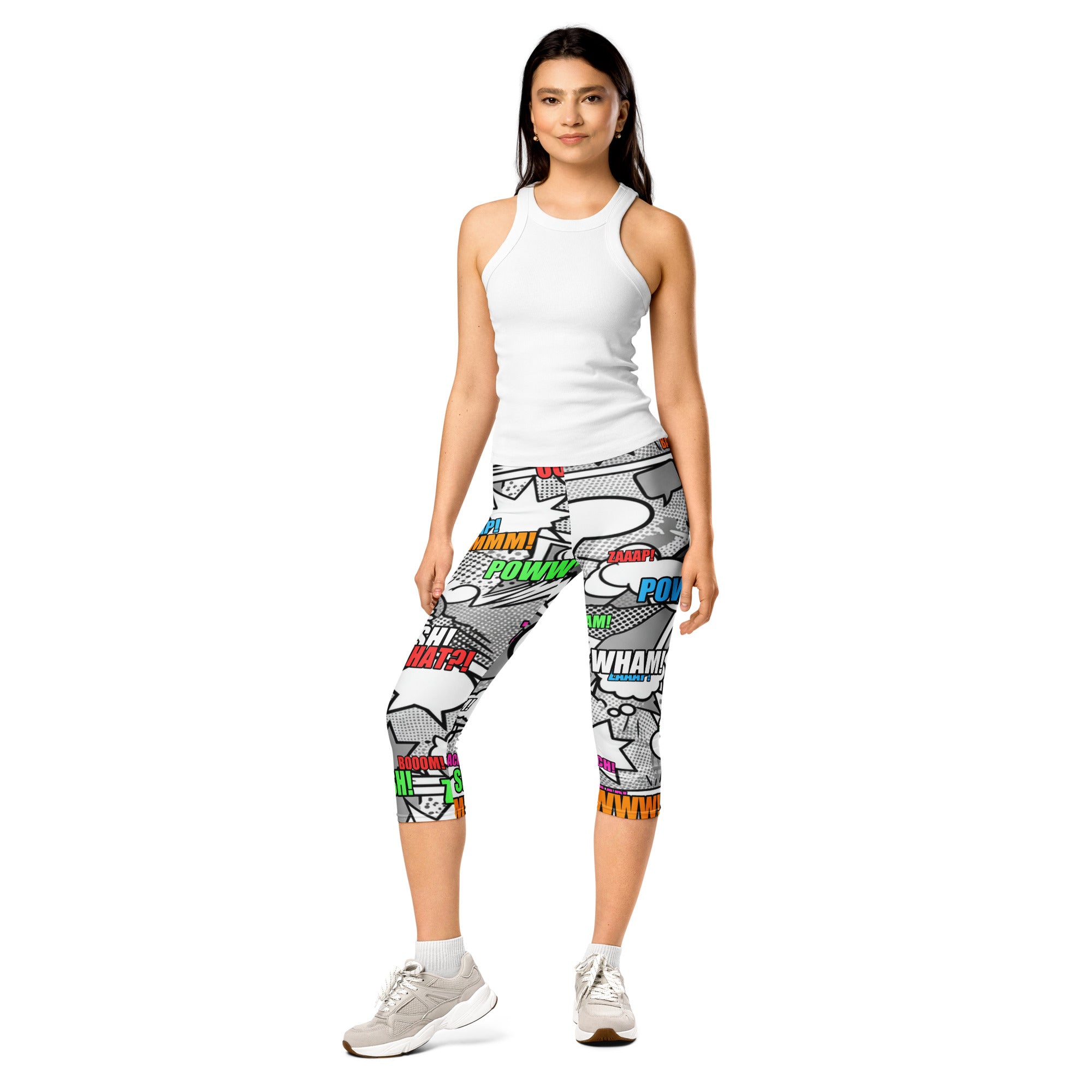Comic Pop Monochrome Capri Leggings | GearBunch