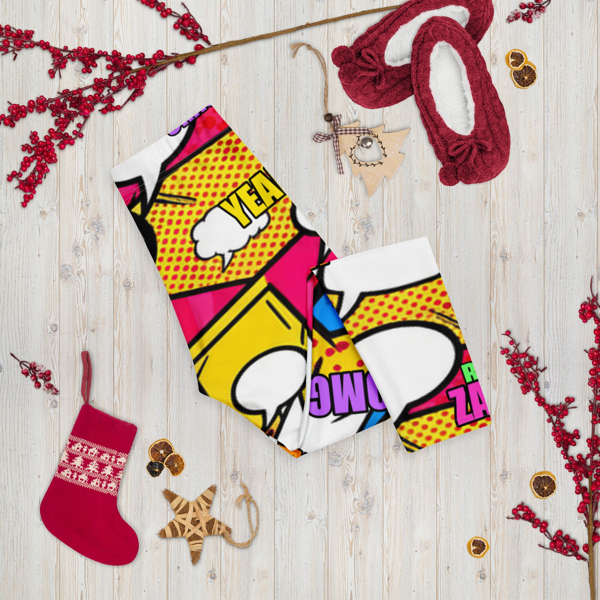 Comic Pop Retro Red Capri Leggings | GearBunch