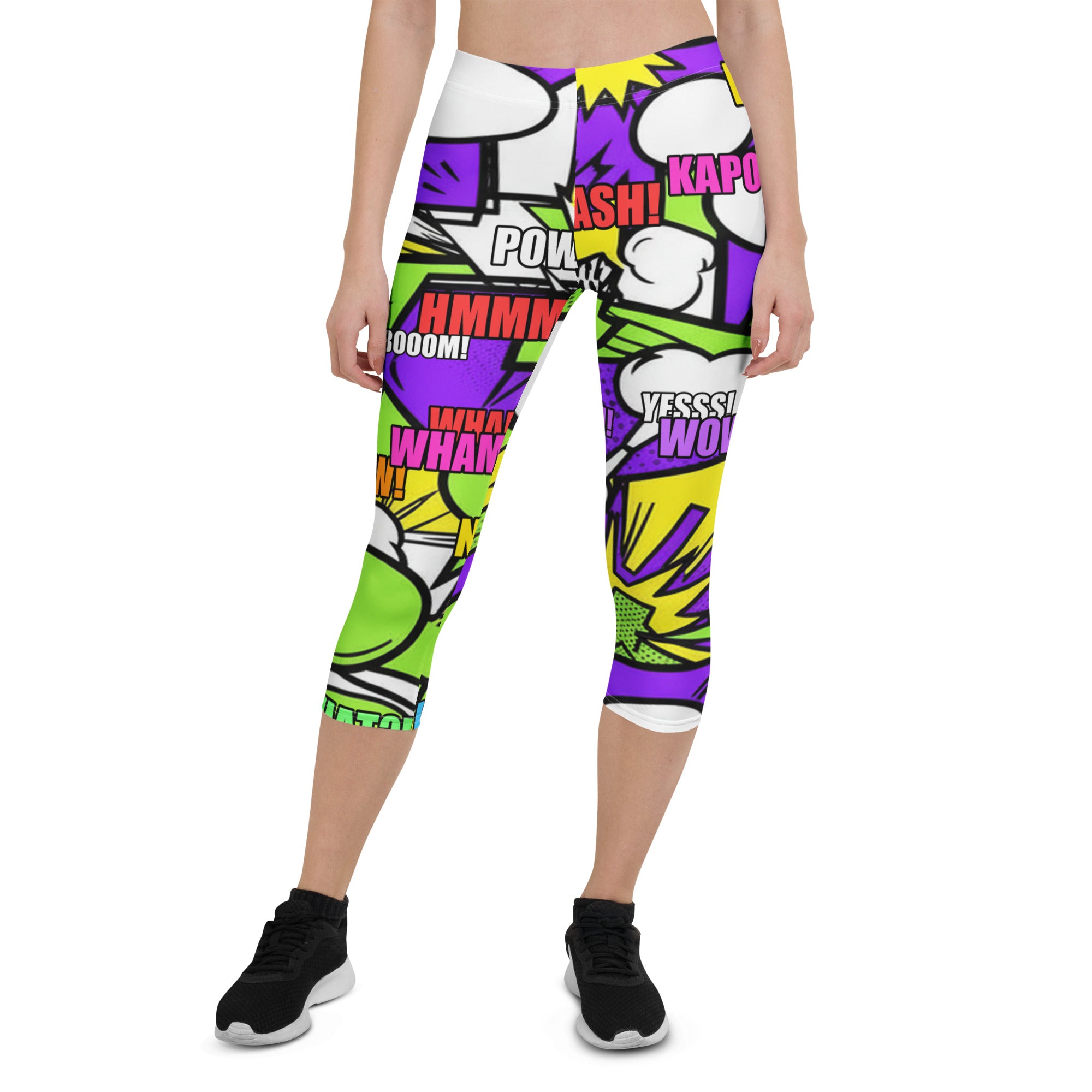 Comic Pop Toxic Green Capri Leggings | GearBunch