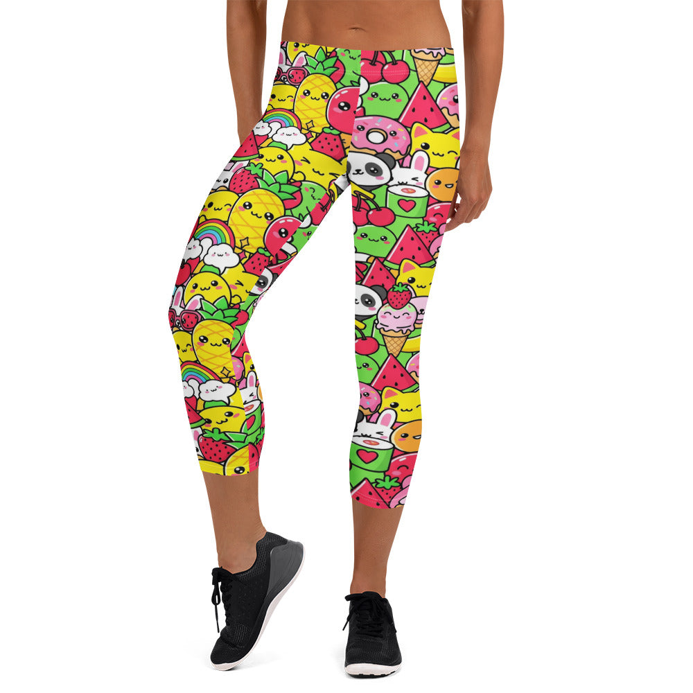 Kawaii Fruit Salad Capri Leggings | GearBunch