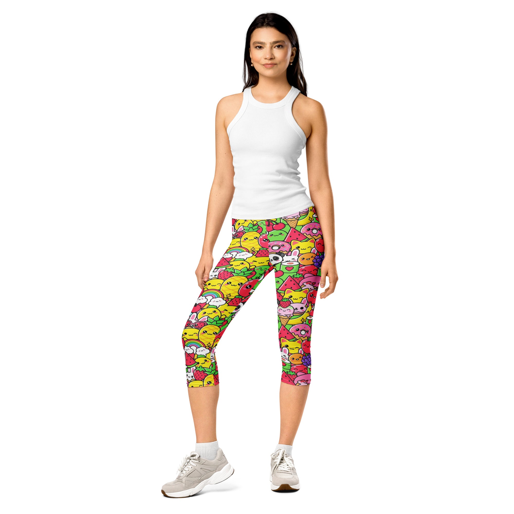 Kawaii Fruit Salad Capri Leggings | GearBunch
