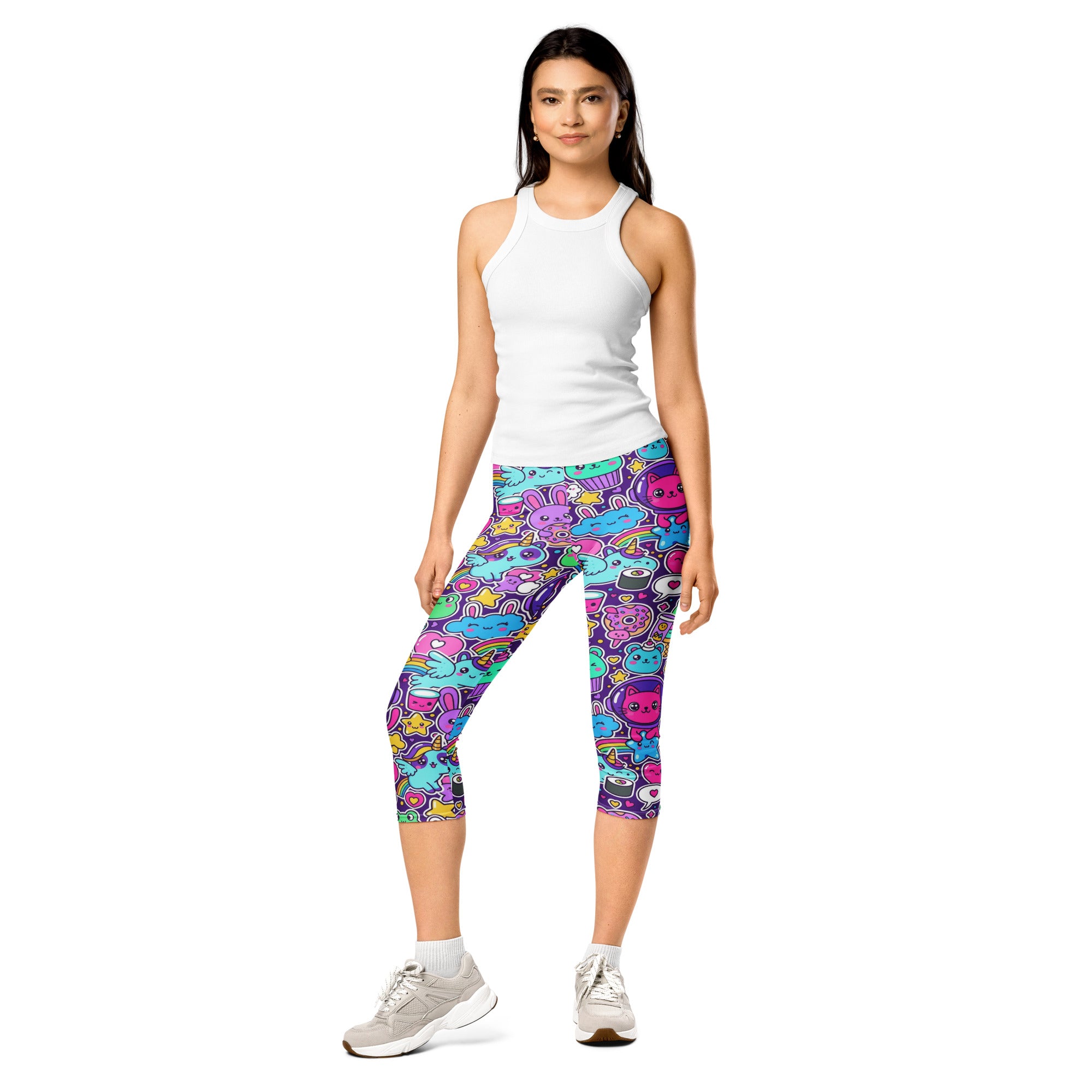 Kawaii Space Cats Capri Leggings | GearBunch