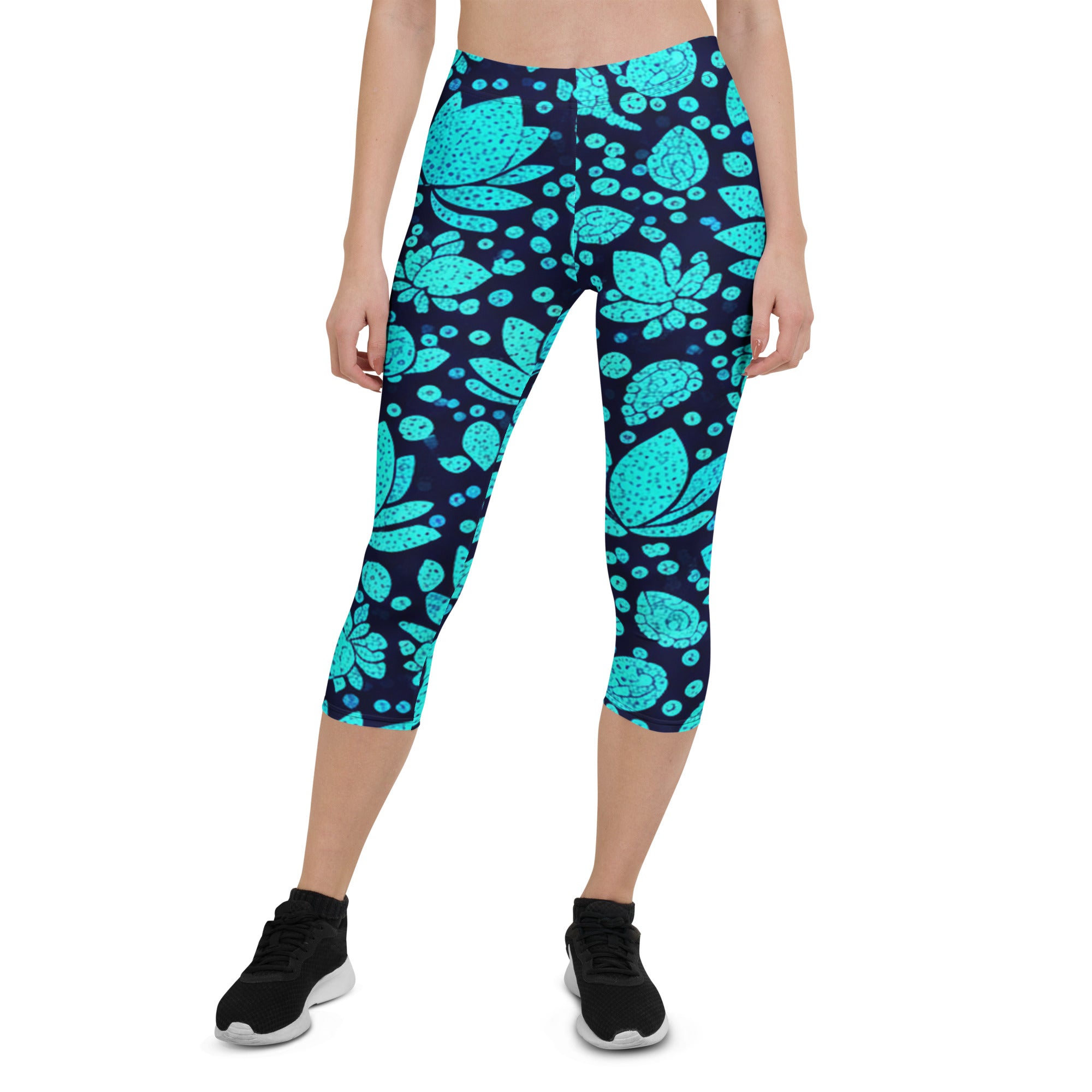 Teal Lotus Capri Leggings | GearBunch