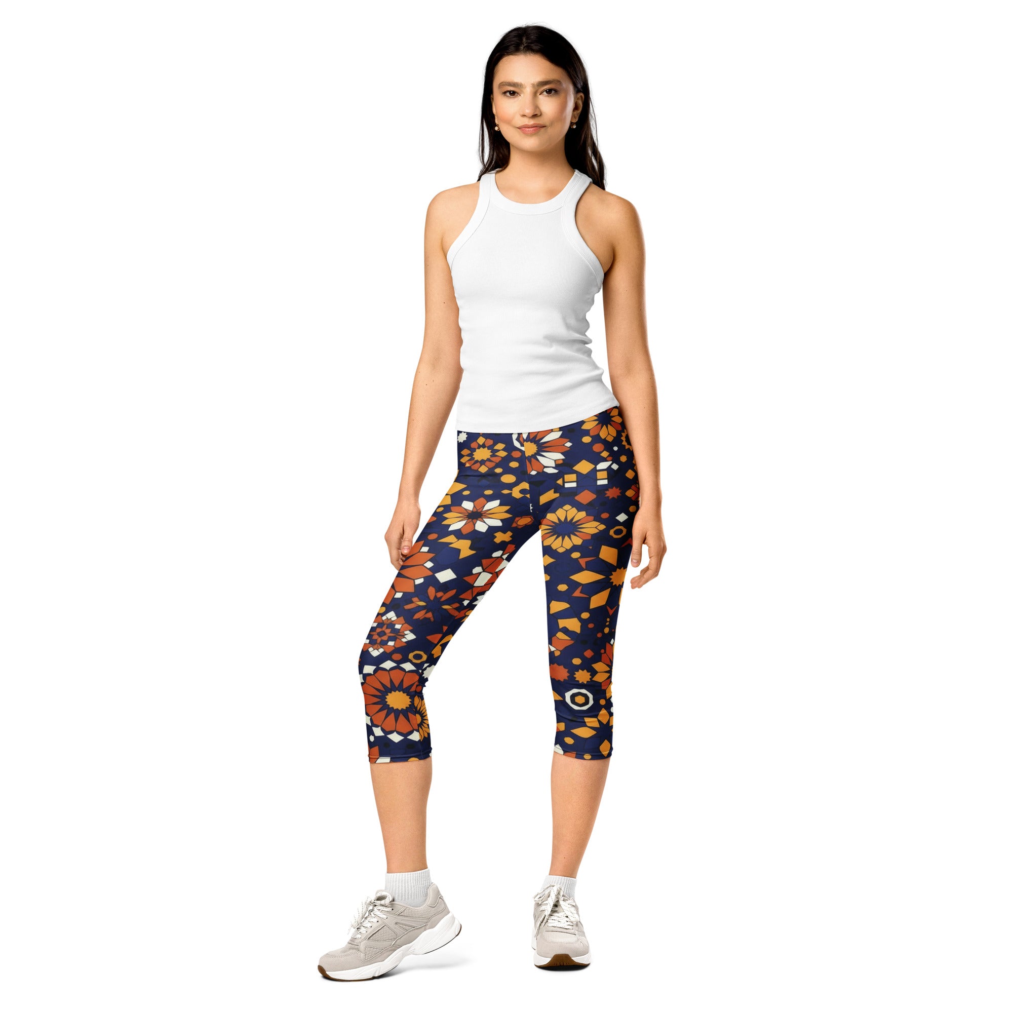 Zellige Indigo Saffron Capri Leggings | GearBunch