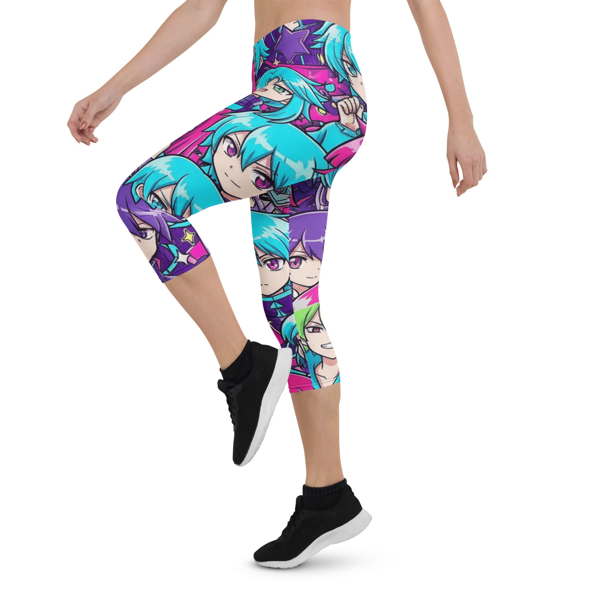 Anime Collage Cyberpunk Capri Leggings | GearBunch