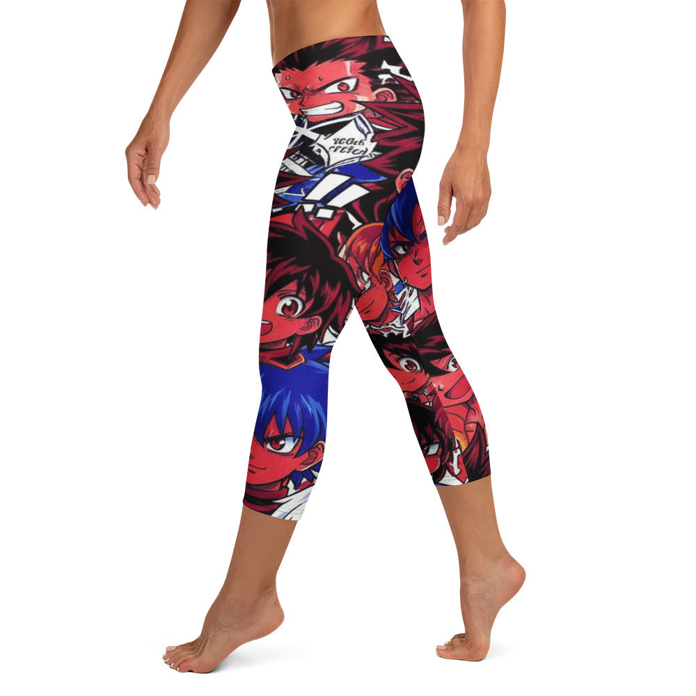 Anime Collage Dark Shonen Capri Leggings | GearBunch