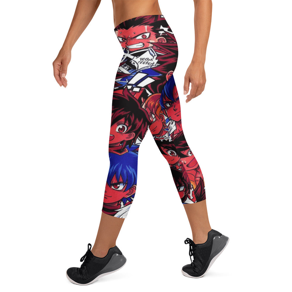 Anime Collage Dark Shonen Capri Leggings | GearBunch