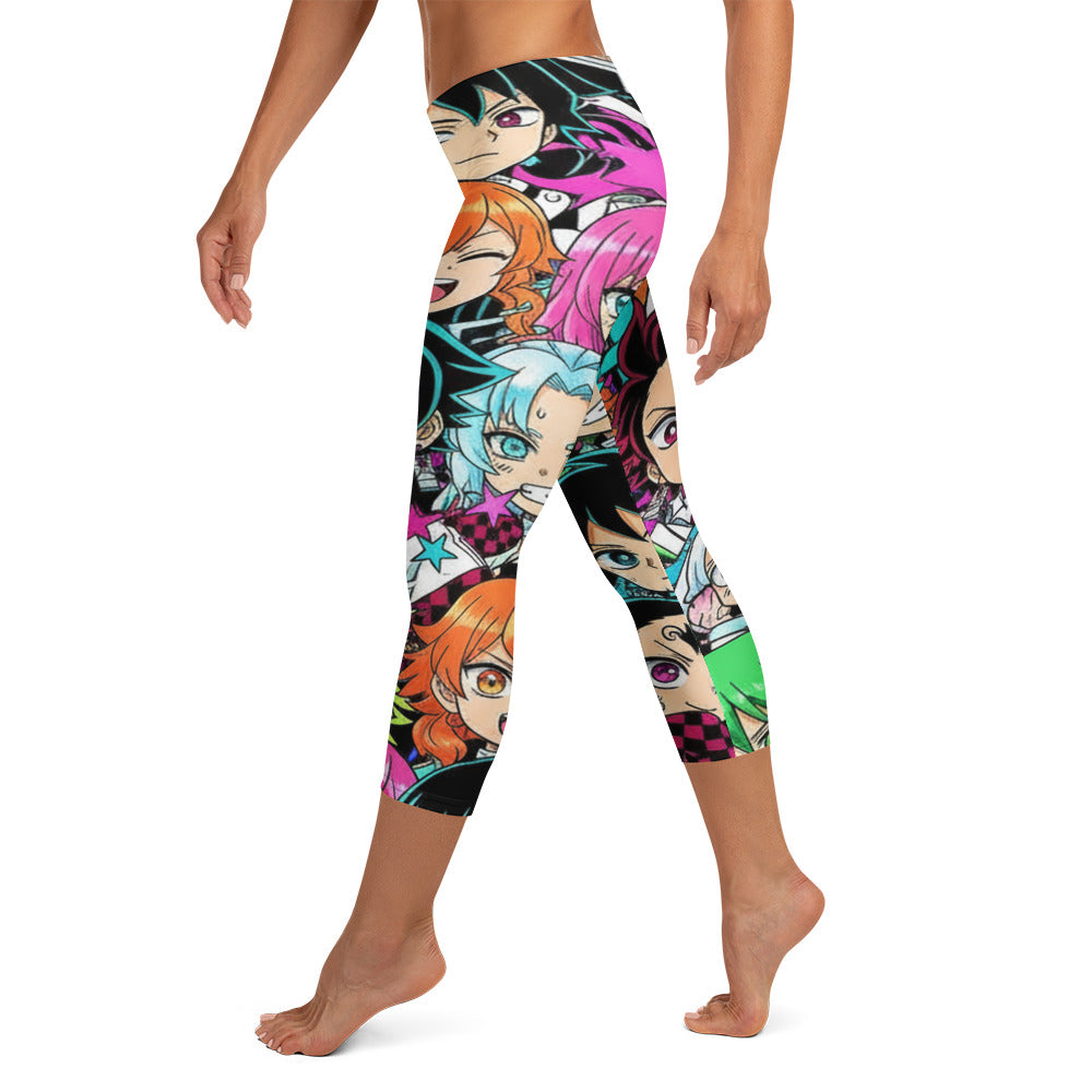 Demon Slayer Style Capri Leggings | GearBunch