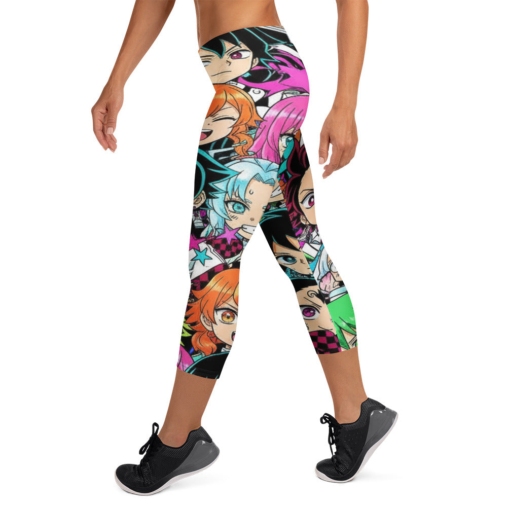 Demon Slayer Style Capri Leggings | GearBunch