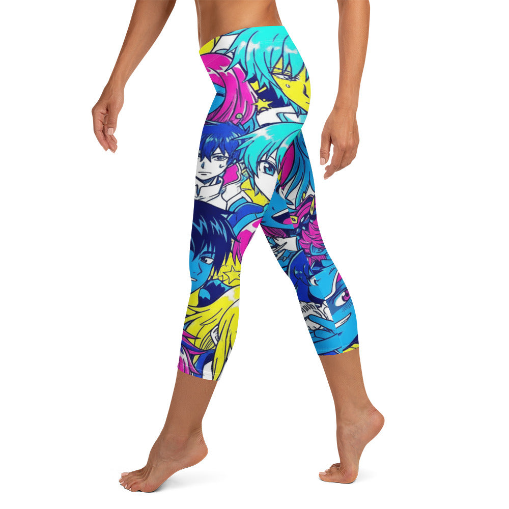 Anime Collage Neon Tokyo Capri Leggings | GearBunch