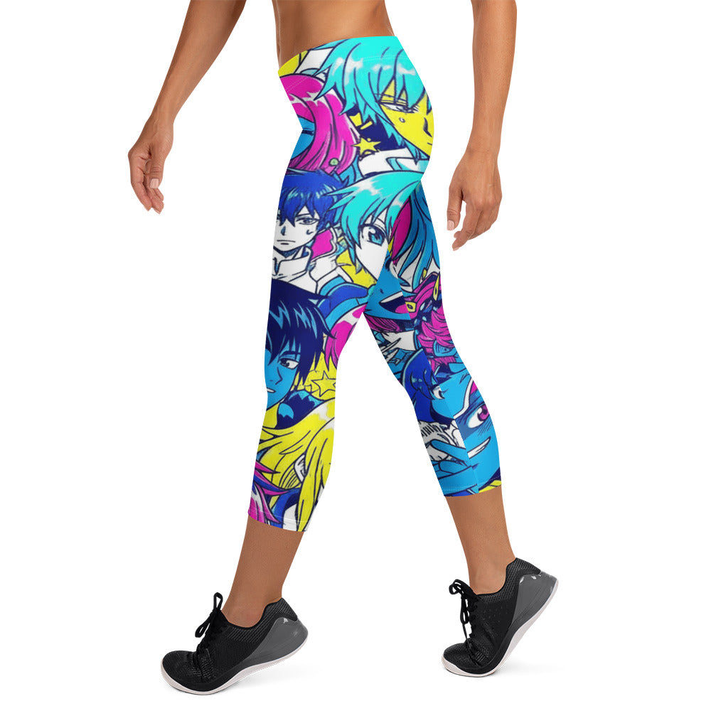 Anime Collage Neon Tokyo Capri Leggings | GearBunch