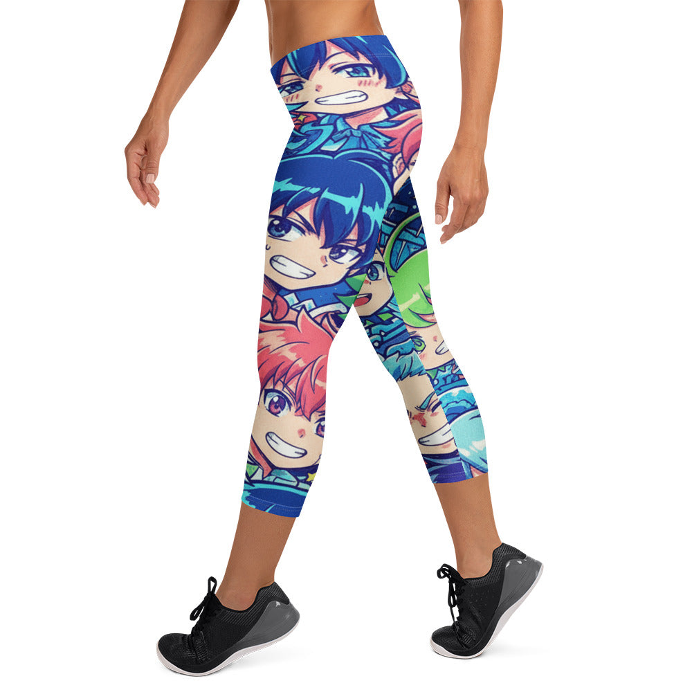 Anime Ocean Wave Capri Leggings | GearBunch