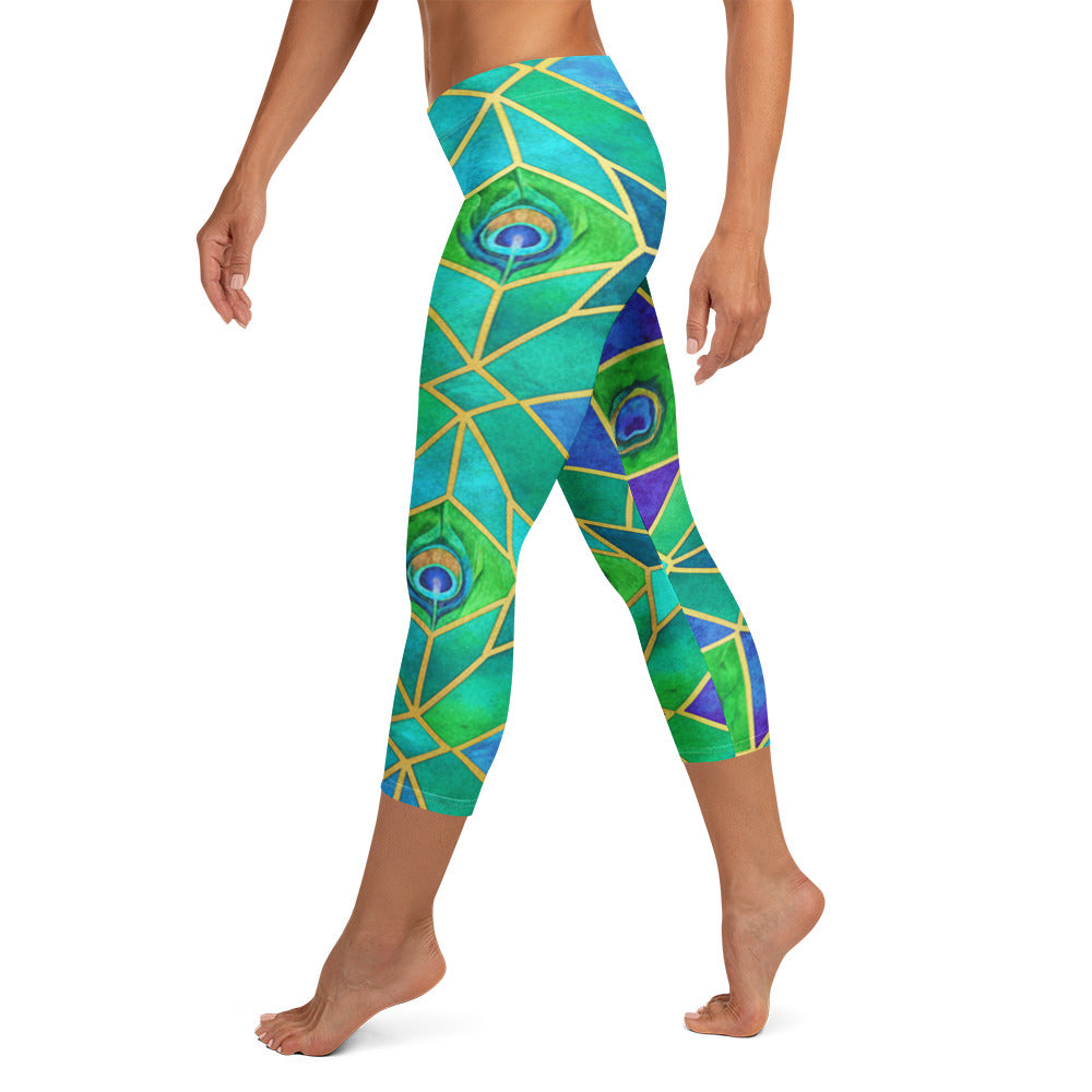 Peacock Plume Capri Leggings | GearBunch